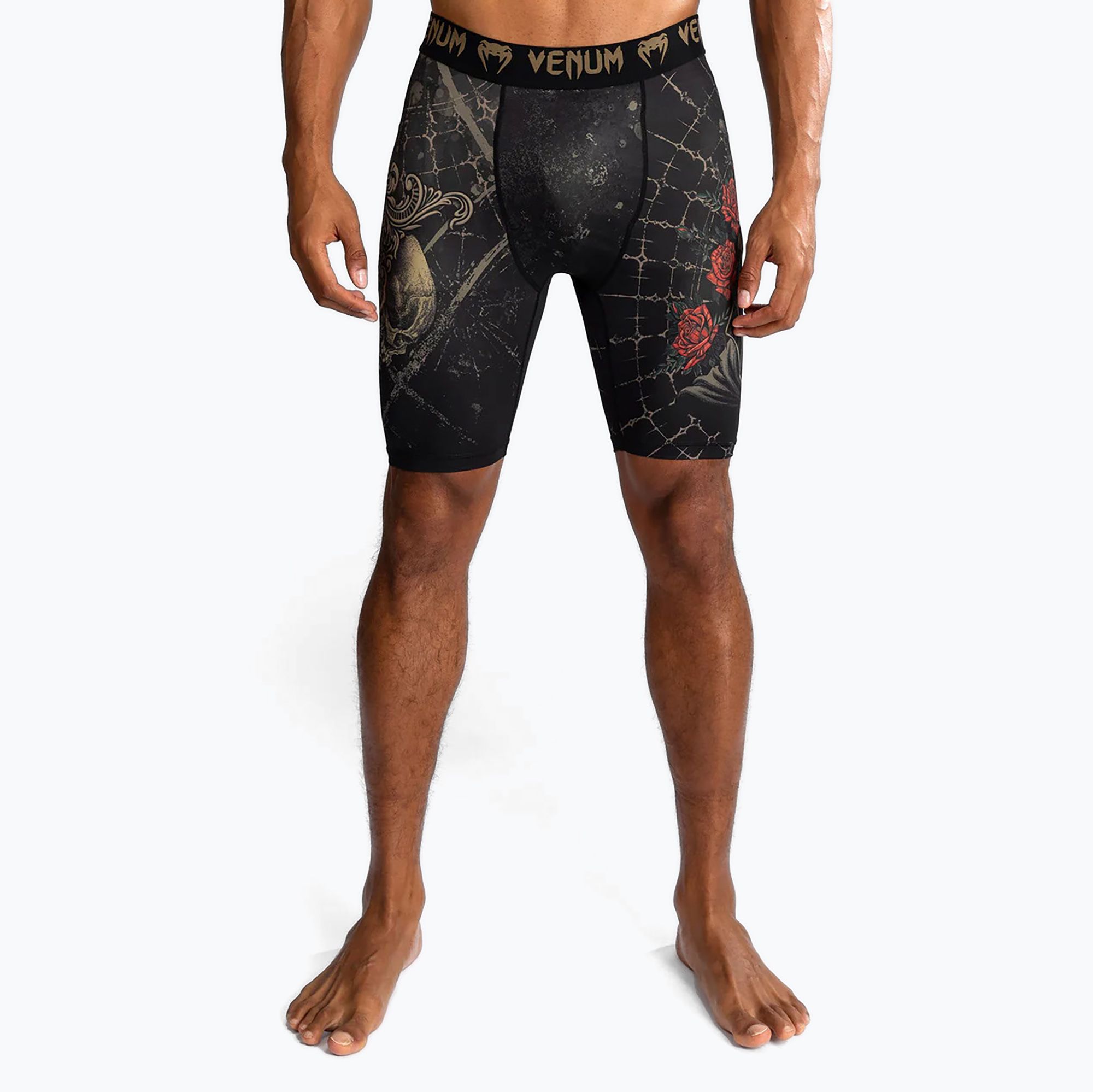 Pánske tréningové šortky Venum Santa Muerte 5.0 Men’S Vale Tudo Shorts deep black/gold (Santa Muerte 5.0 Men’S Vale Tudo Shorts VENUM-05335-603)