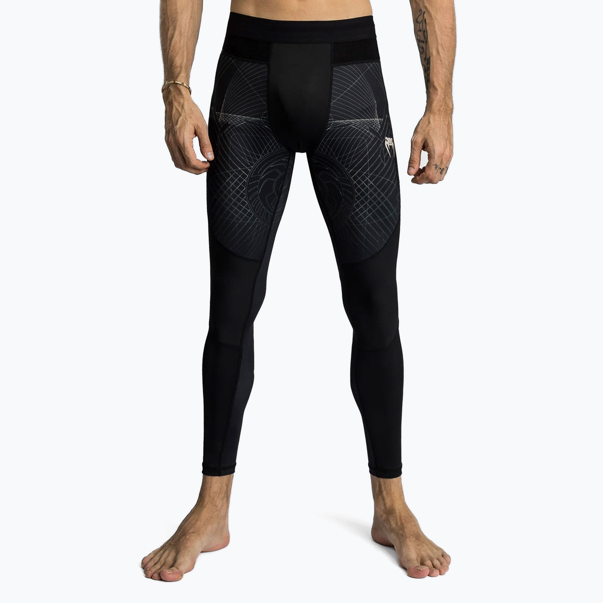 Legginsy treningowe męskie Venum G-Fit Air Spats deep black/ desert sand 