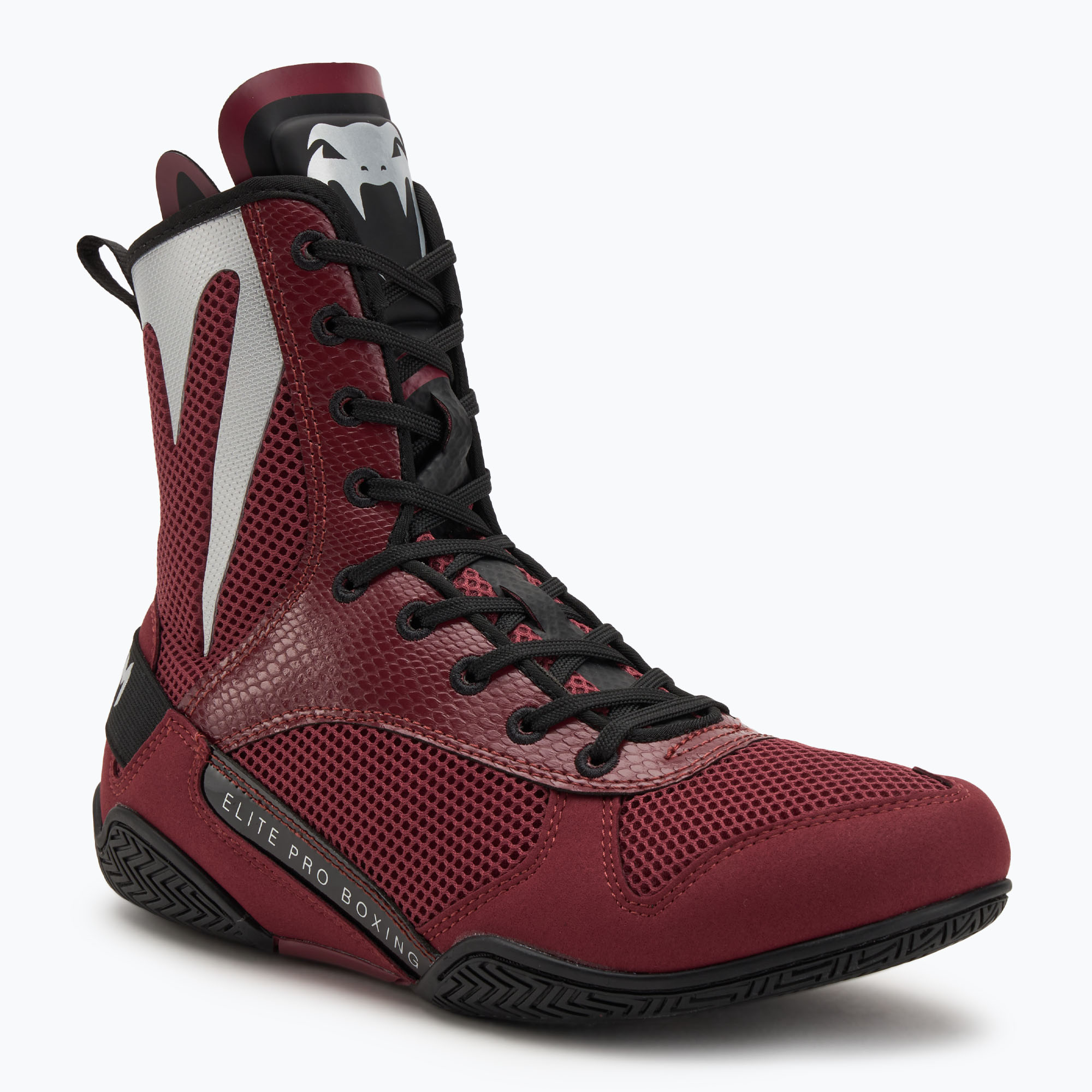 Venum Elite Boxerská obuv vínna lesklá/strieborné logo (Elite Boxing VENUM-03681-050)