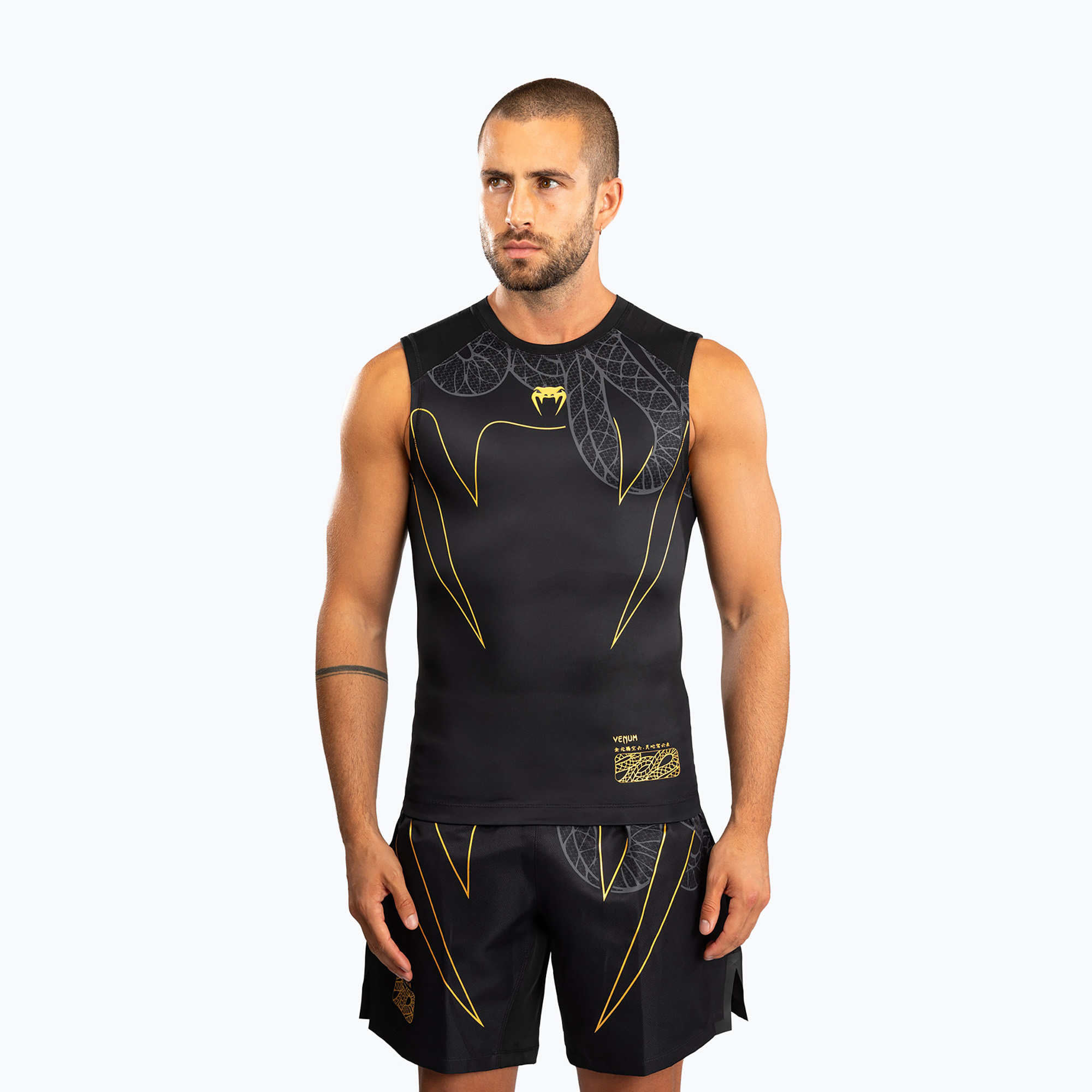 Rashguard męski Venum Serpenti Rashguards Sleeveless black/silver/gold 