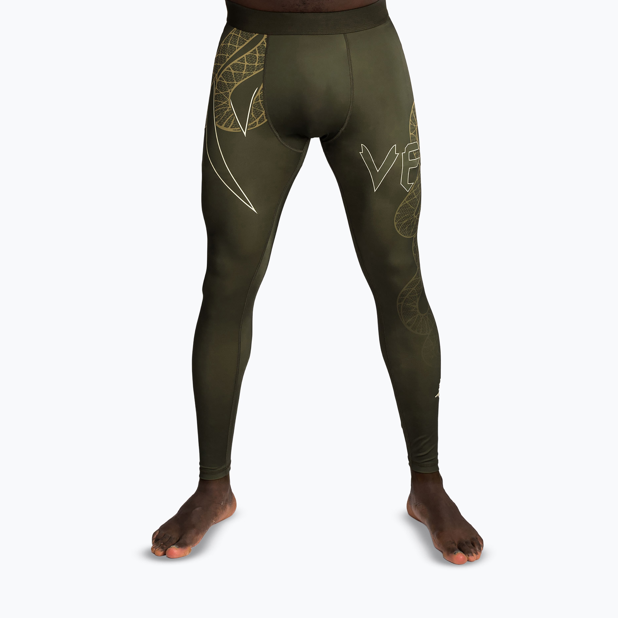 Legginsy treningowe męskie Venum Serpenti Spats khaki/bronze/ivory 