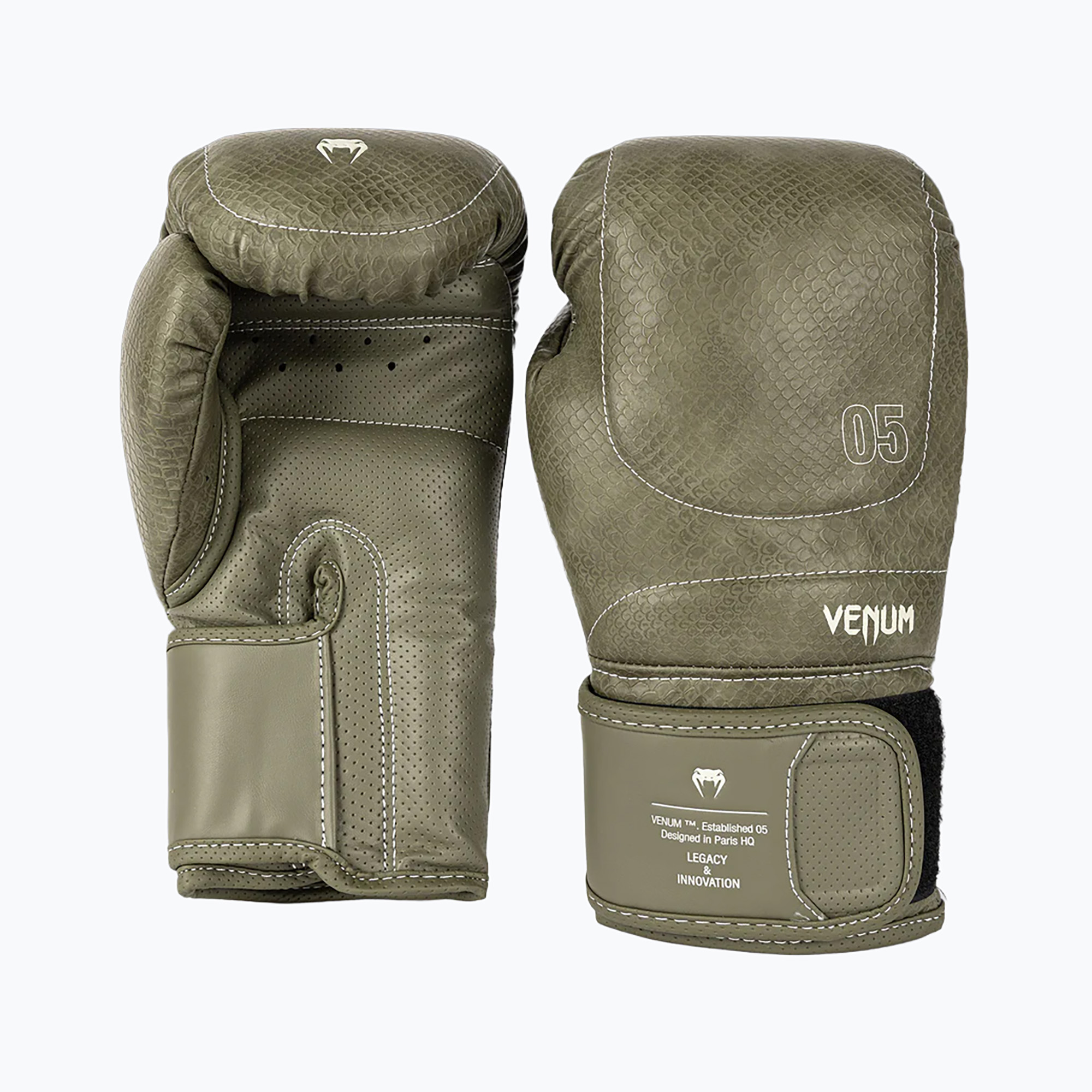 Rękawice bokserskie Venum Impact Evo Scales Boxing army green 