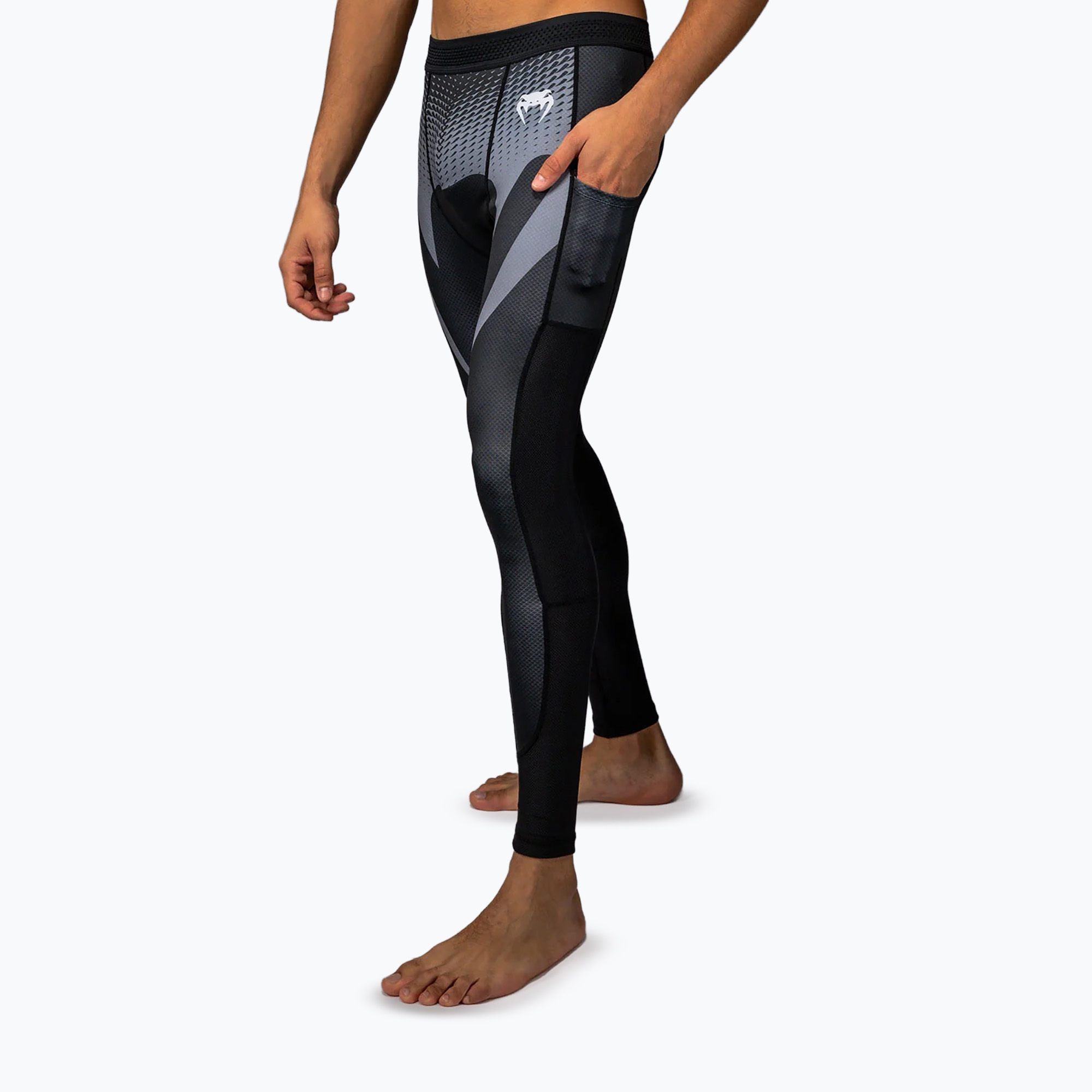 Legginsy treningowe meskie Venum No Gi Spats black/silver grey 