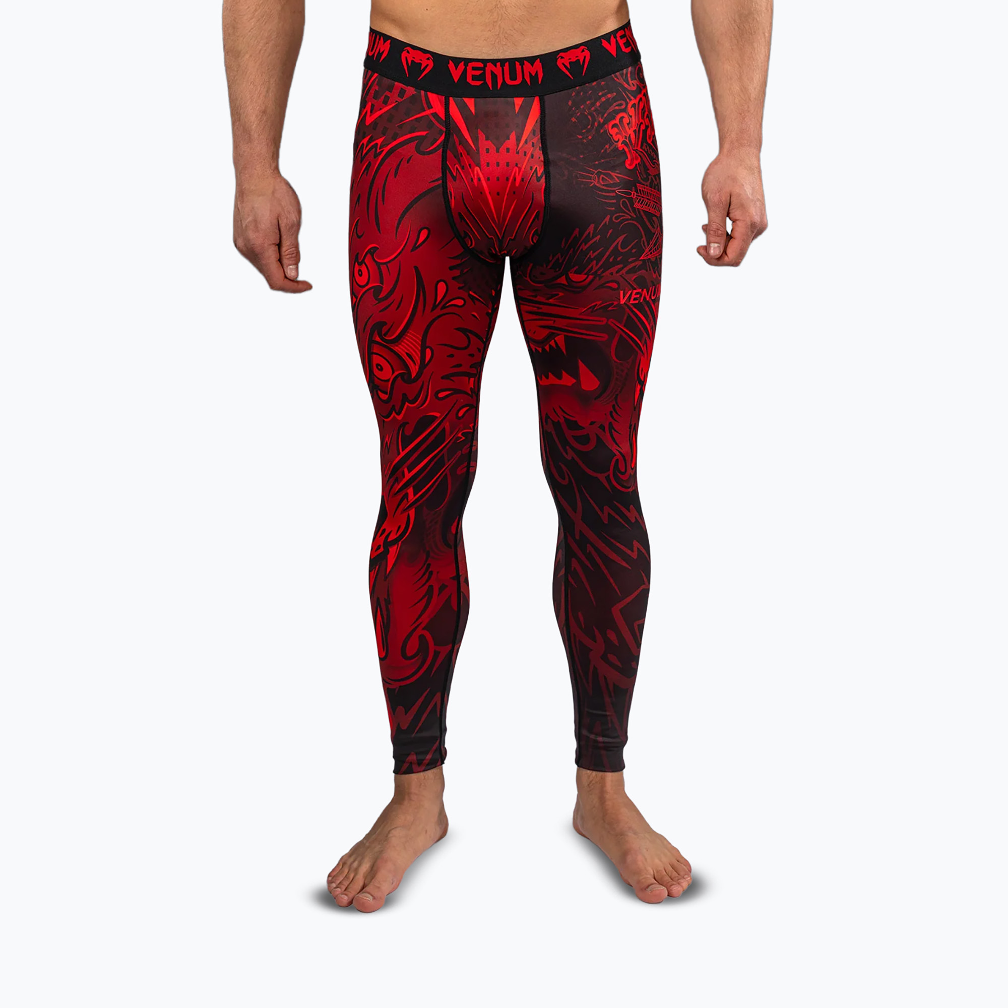 Legginsy treningowe męskie Venum Wolf Atak Spats black/red 