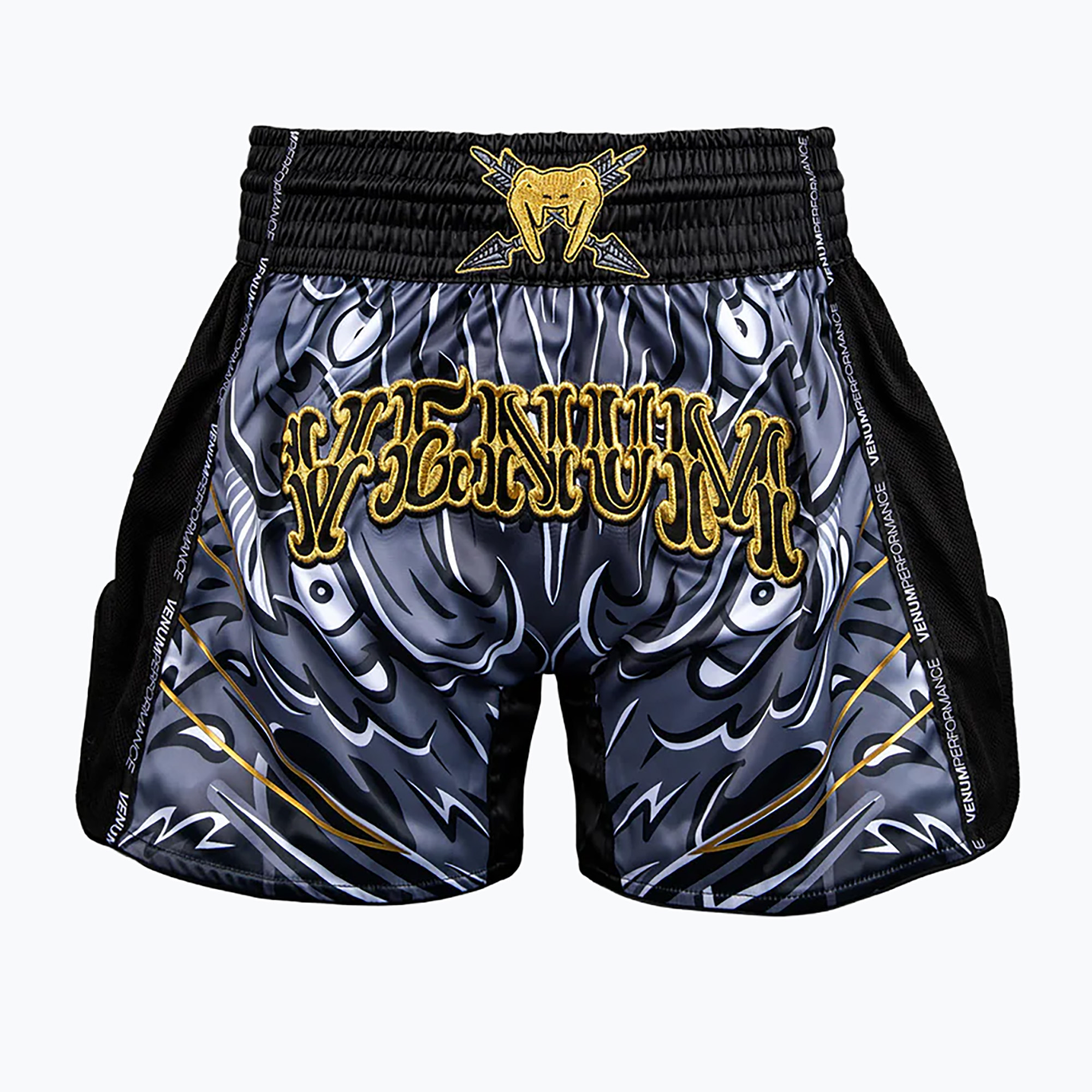 Spodenki treningowe męskie Venum Wolf Atak Muay Thai Shorts black/grey 