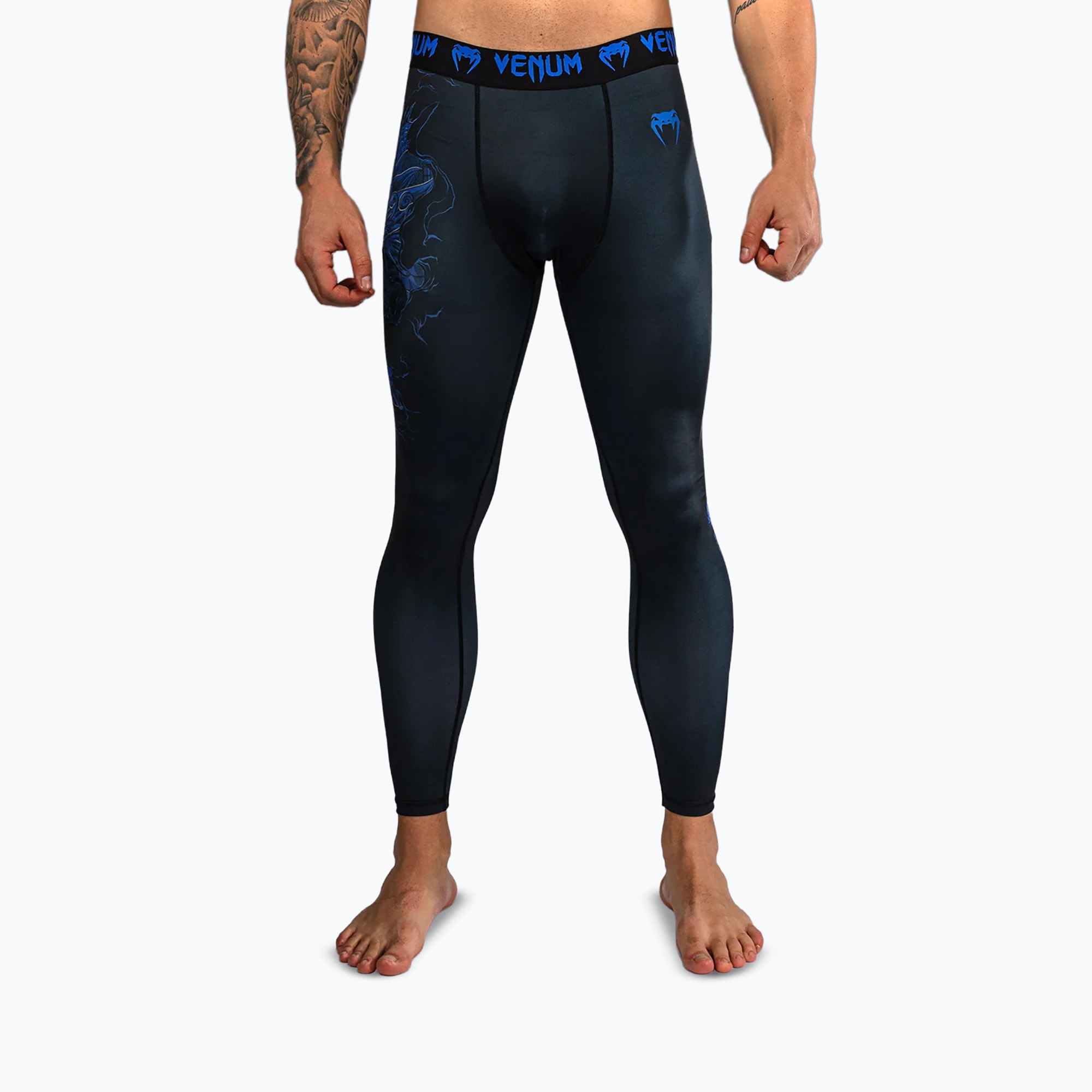 Colanți de antrenament pentru bărbați Venum Thunder Dragon Spats Black/Royal Blue