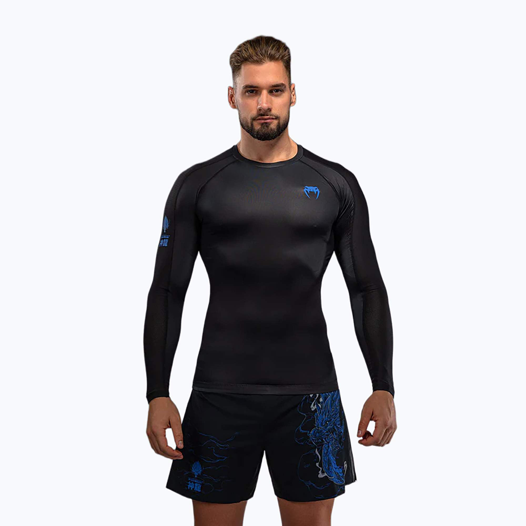 Rashguard cu mânecă lungă pentru bărbați Venum Thunder Dragon black/royal blue