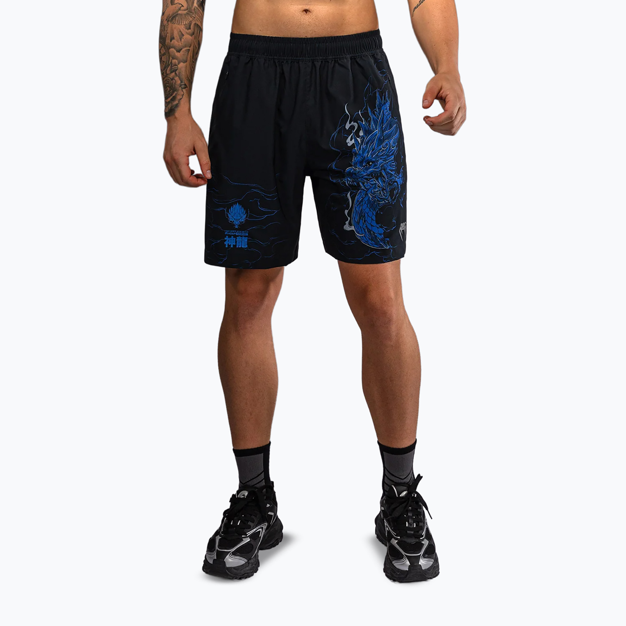 Pantaloni scurți de antrenament pentru bărbați Venum Thunder Dragon Training Black/Royal Blue