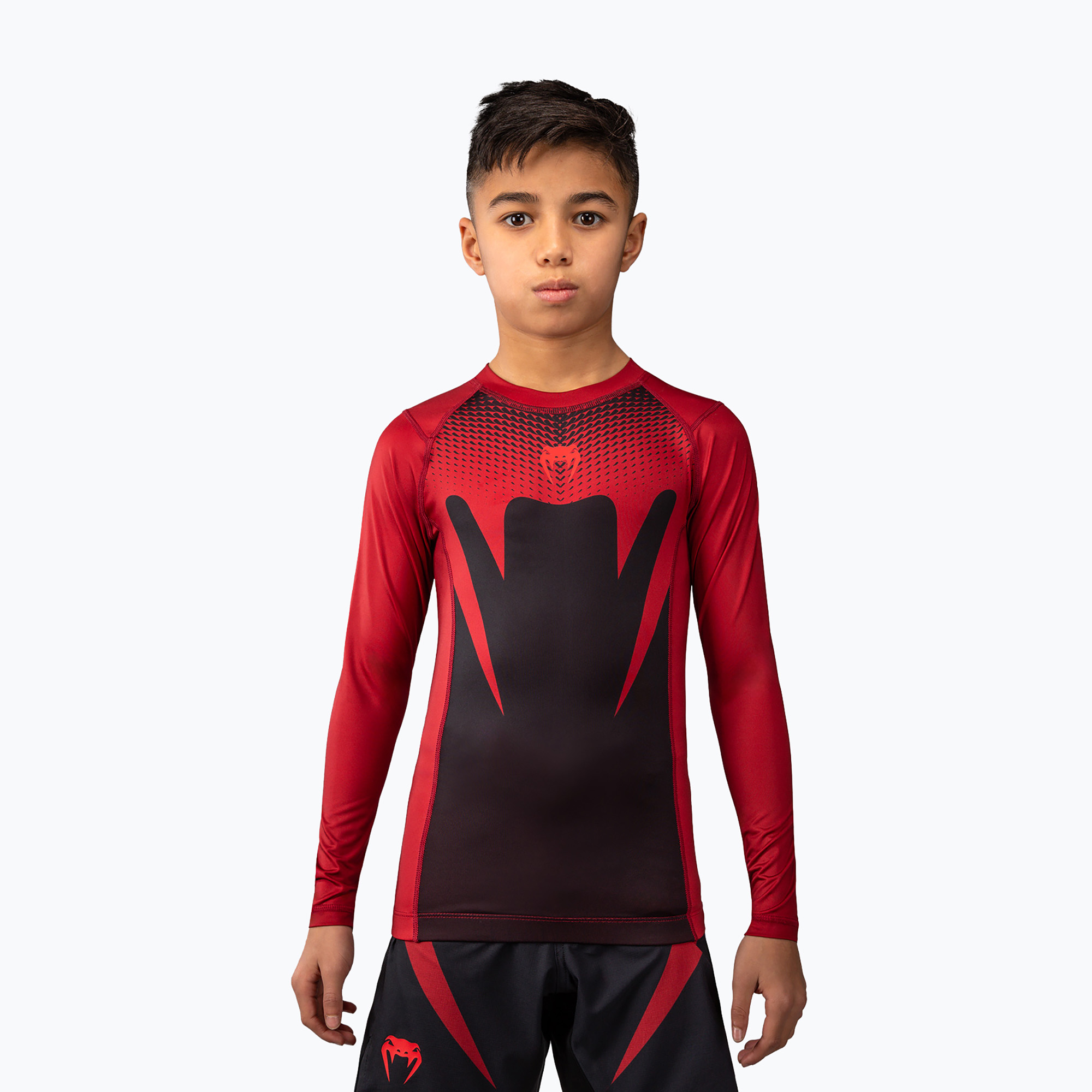 Детски рашгард с дълги ръкави Venum Attack Rashguard LS black/red