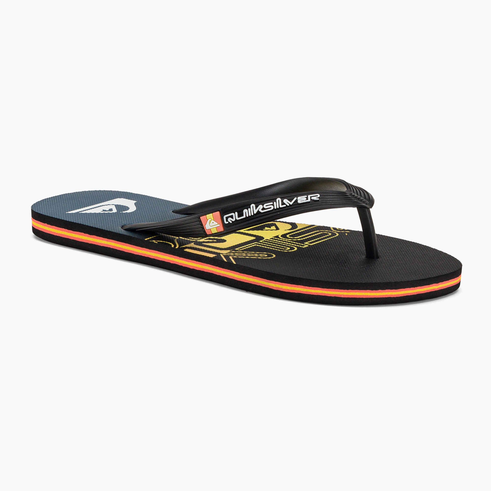 Quiksilver bărbați Molokai Wordblock flip flop negru și albastru AQYL101287 (Molokai Wordblock AQYL101287-XKKN)