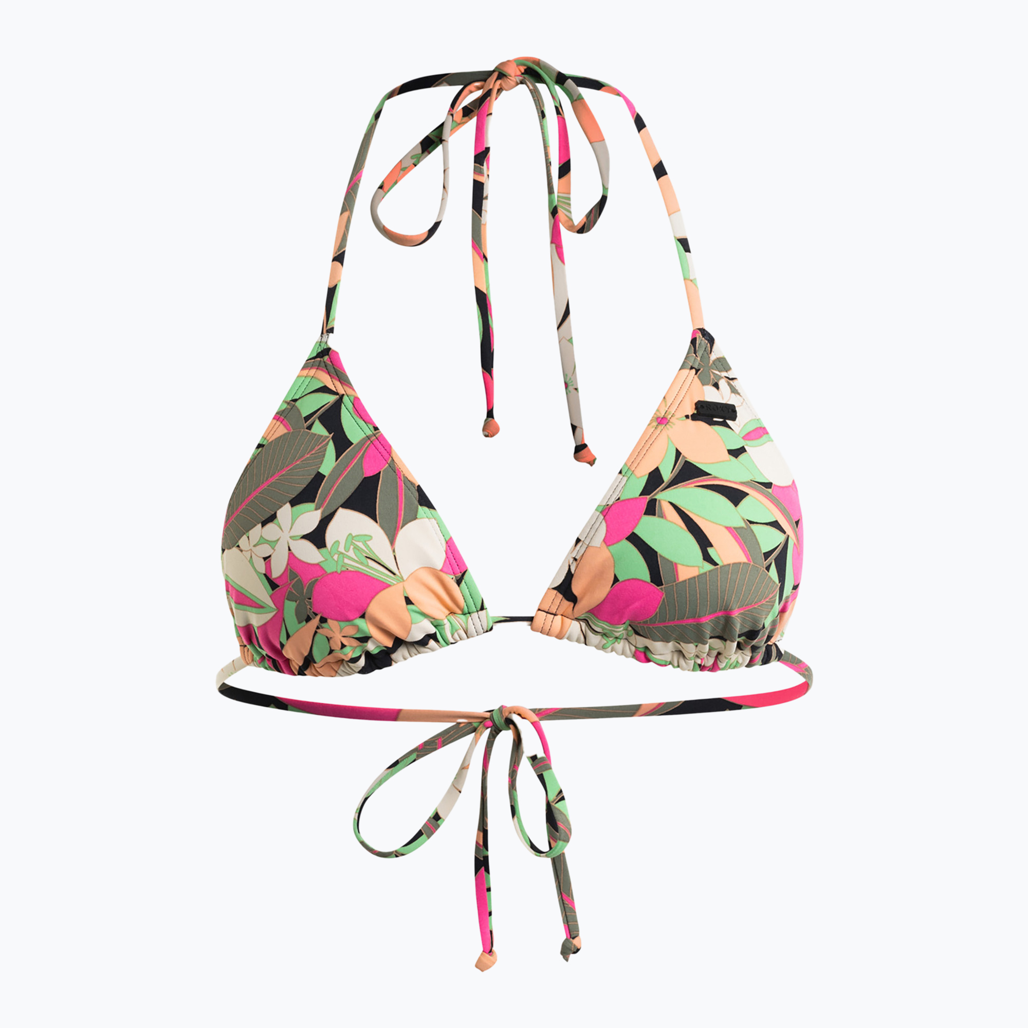 ROXY Printed Beach Classics Tiki Tri swimsuit top anthracite palm song s (XS)