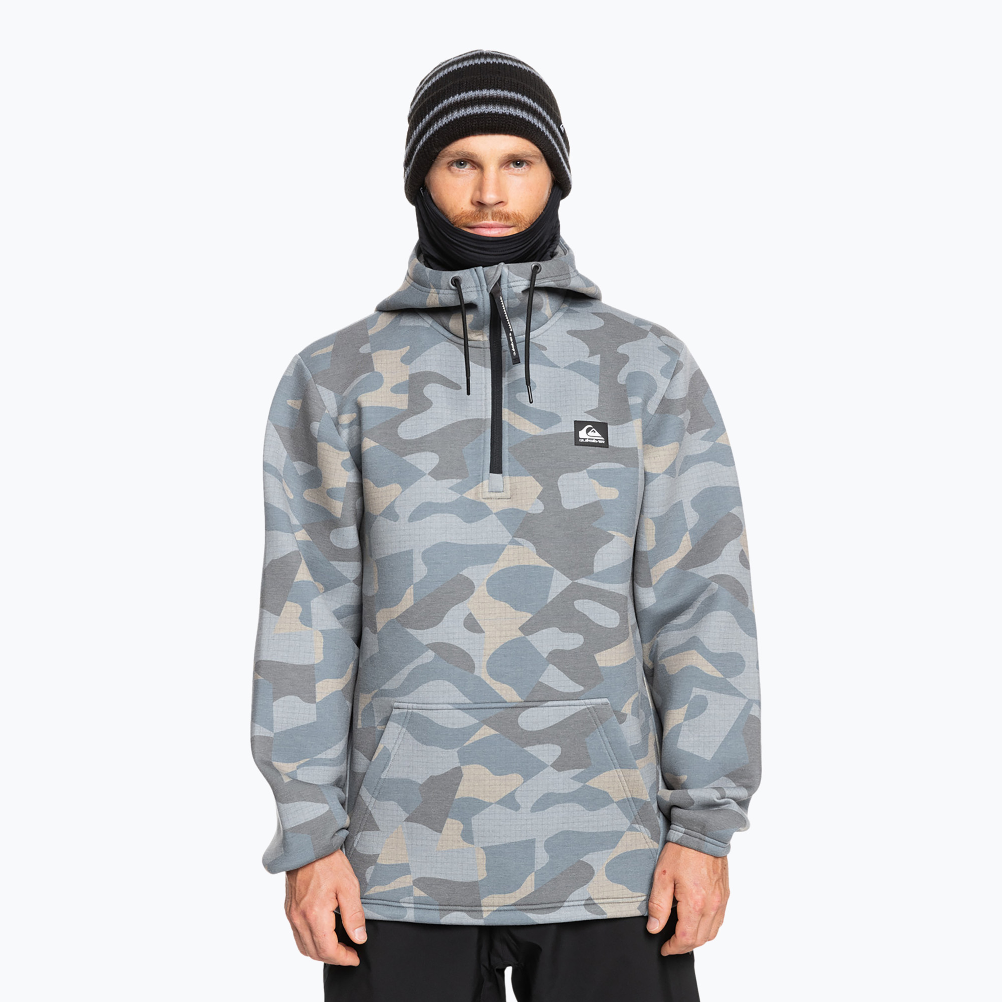 Men's Quiksilver Shredder Hoodie puzzle camo ice flow snowboard sweatshirt