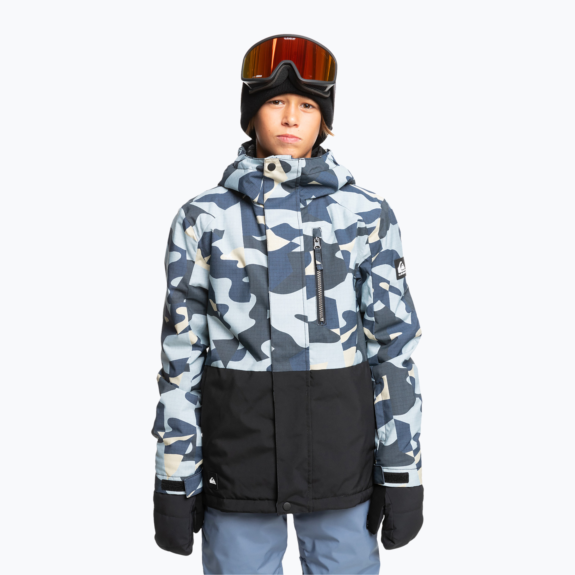 Detská snowboardová bunda Quiksilver Mission Printed Block puzzle camo ice flow (Mission Printed Block EQBTJ03196-SEF3)