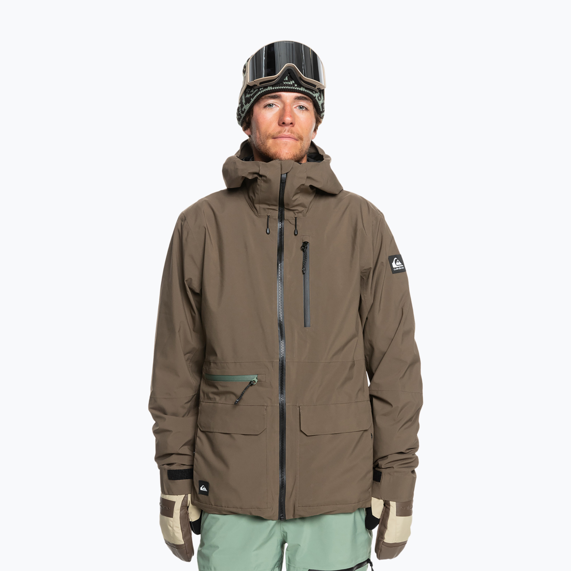 Men's snowboard jacket Quiksilver Quest Stretch 20K canteen