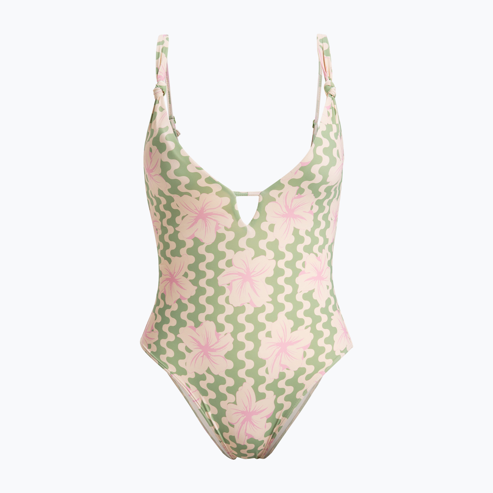Dámske jednodielne plavky ROXY Hibiscus Daze basil party waves yw (Hibiscus Daze ERJX103713-GHZ5)