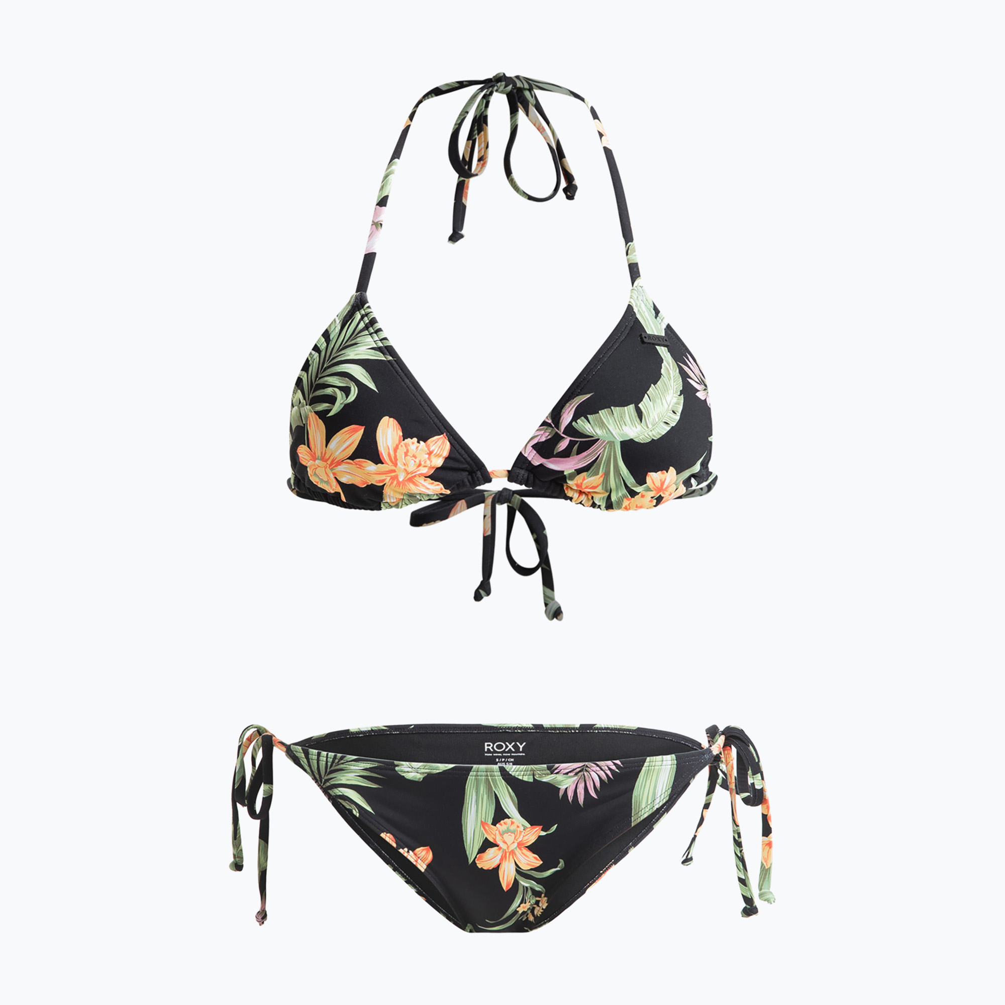 Costume da bagno due pezzi donna ROXY Printed Beach Classics Tiki Tri antracite island escape (L) (Printed Beach Classics Tiki Tri ERJX203580-KVJ3)