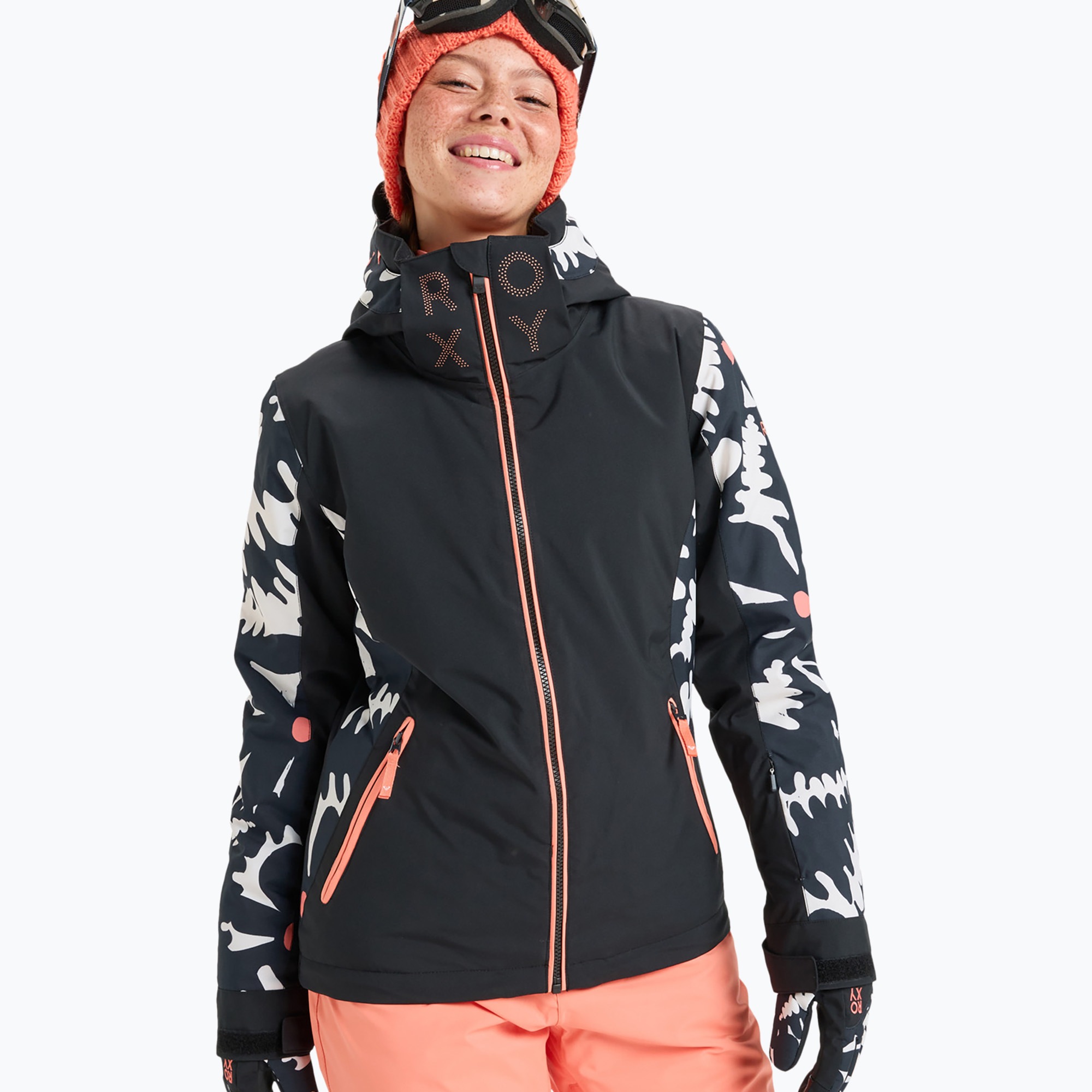 Női snowboard kabát ROXY Free Jet true black/big flower (Free Jet ERJTJ03527-KVJ2)