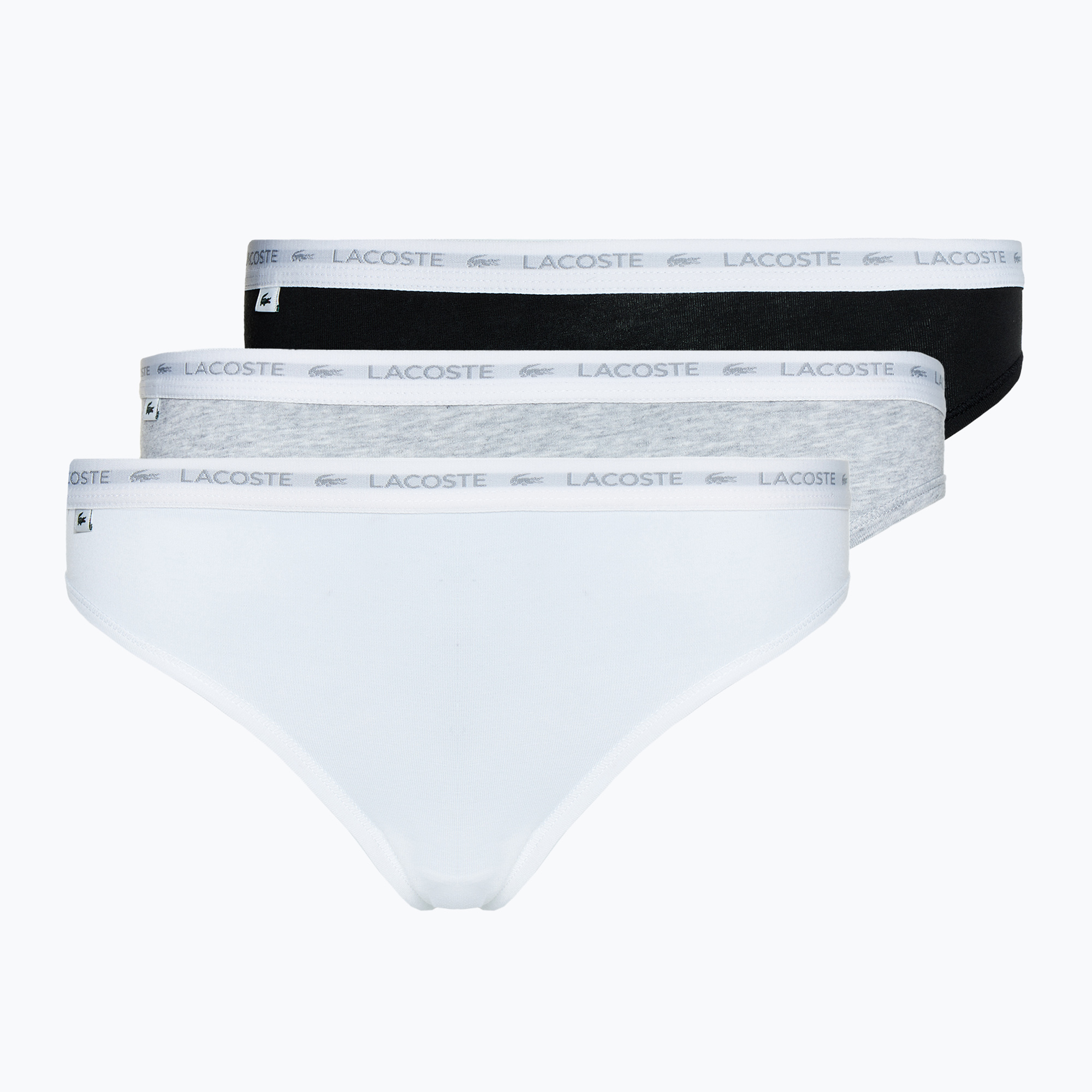 Stringi damskie Lacoste 8F1341 3 pary black/white/silver chine 