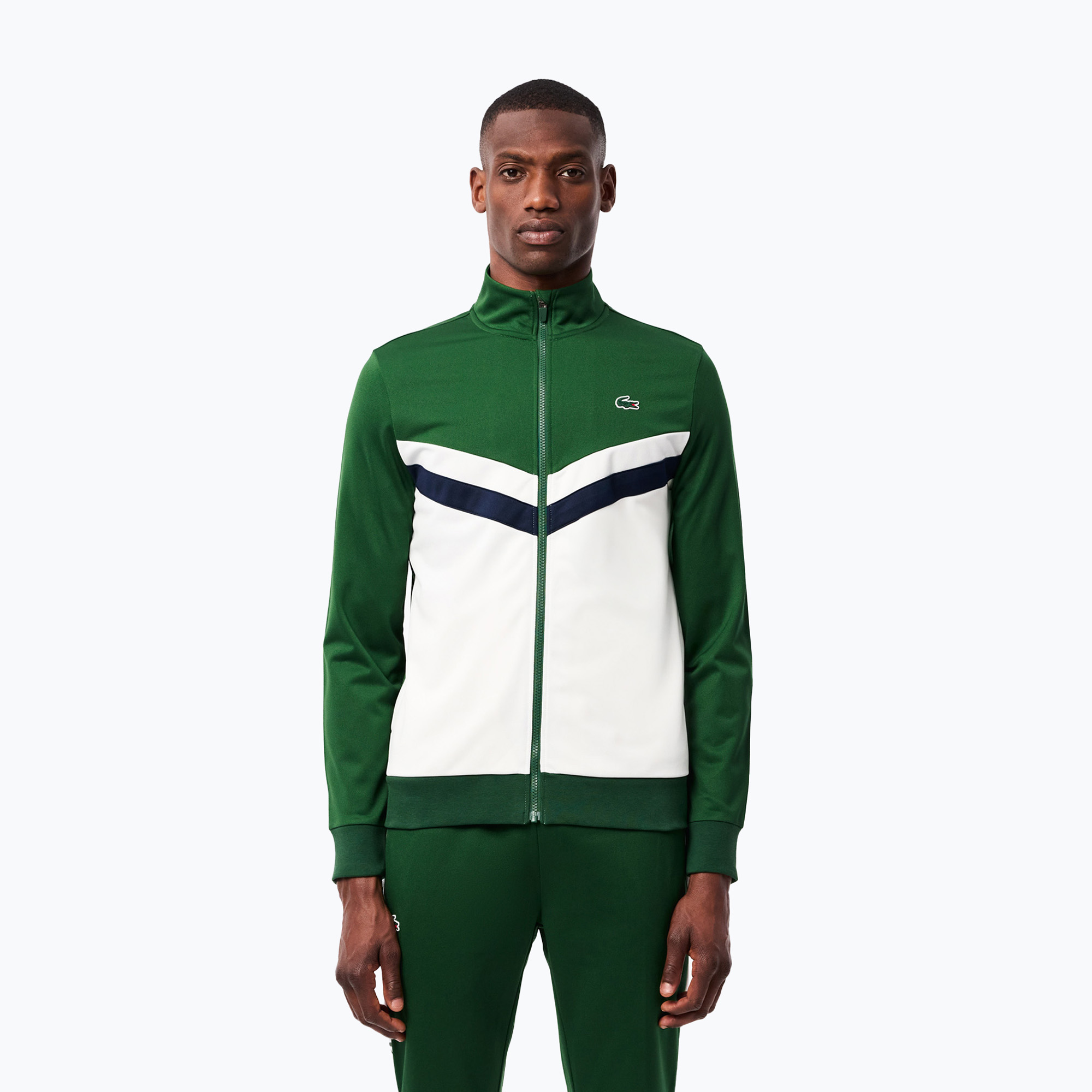 Felpa Lacoste SH2646 uomo verde / bianco / blu navy (M) (SH2646)
