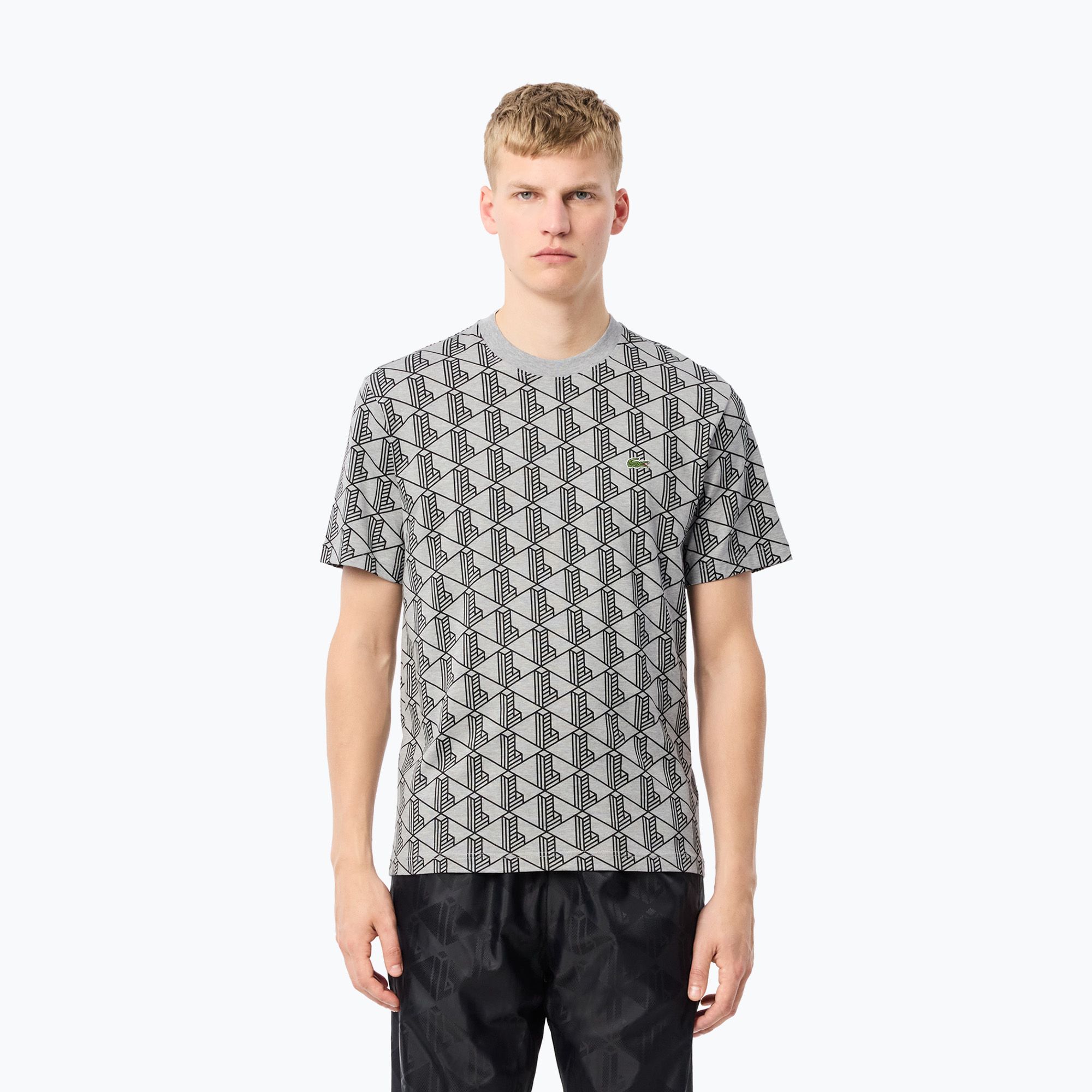 Lacoste pánske tričko TH2831 silver chine/black (TH2831)