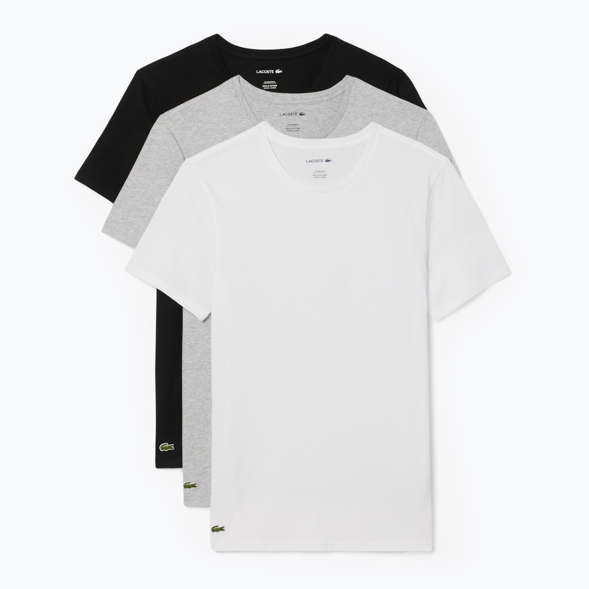Koszulka męska Lacoste TH9007 3-pak white/silver chine/black 