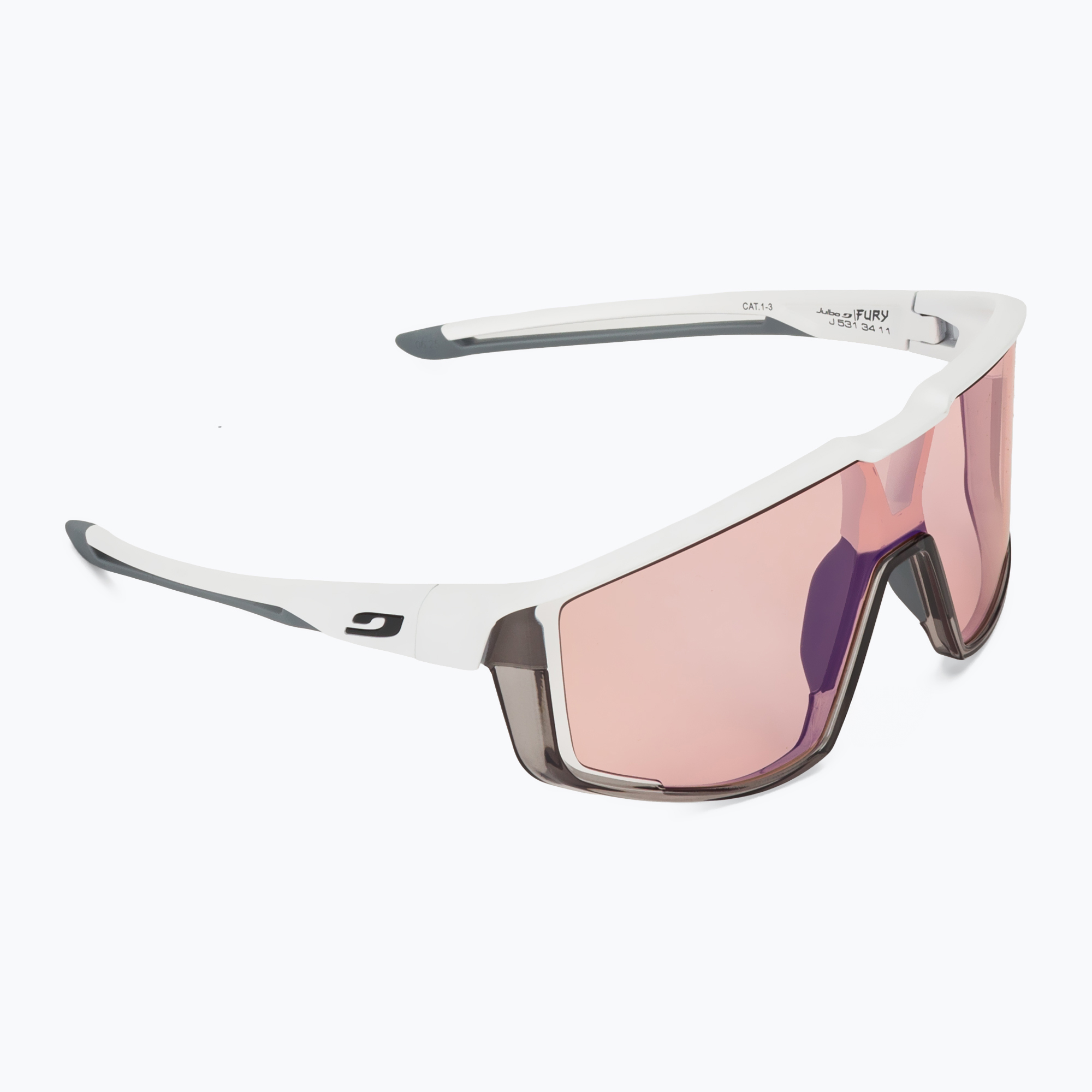 Julbo Fury Reactiv 1-3 High Contrast matt weiß/transluzent grau Fahrradbrille