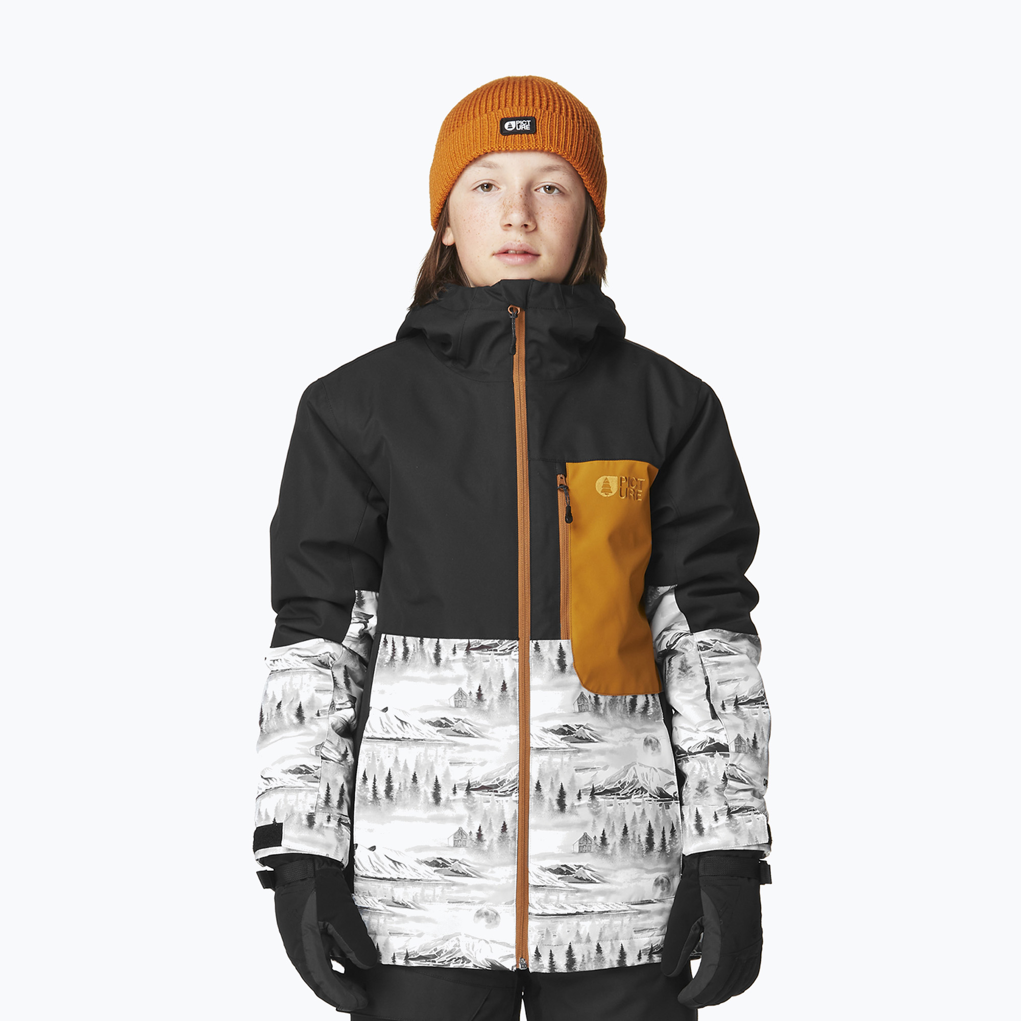 Детско ски яке Picture Daumy black / mood print / honey