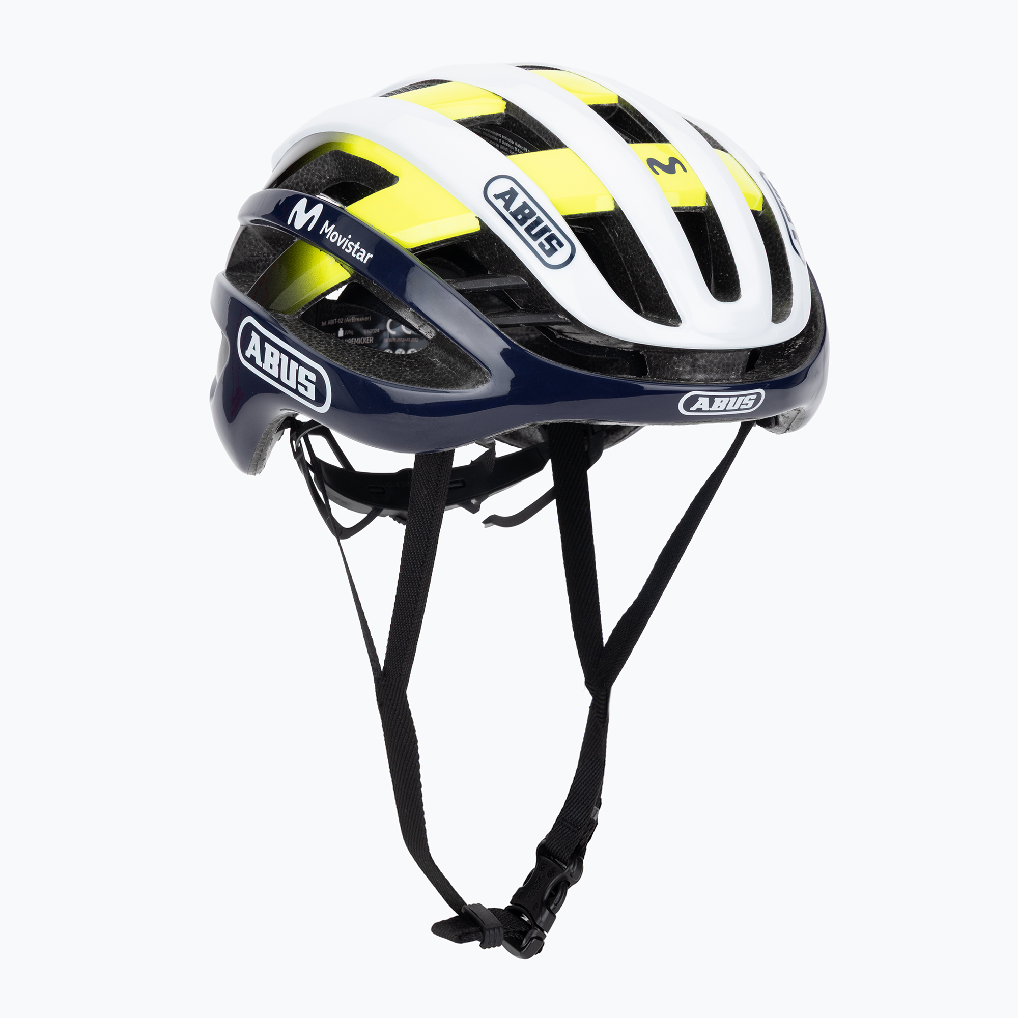 ABUS AirBreaker Movistar Team 24 тъмножълта/жълта/бяла велосипедна каска