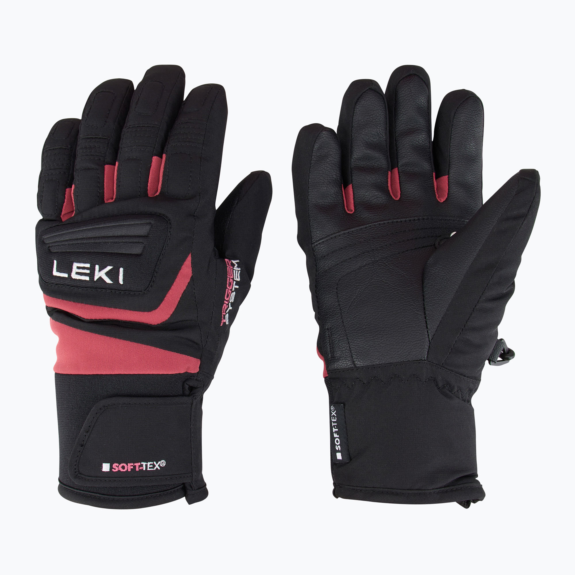 Skihandschuhe Kinder LEKI Griffin 3D Junior black/ rose