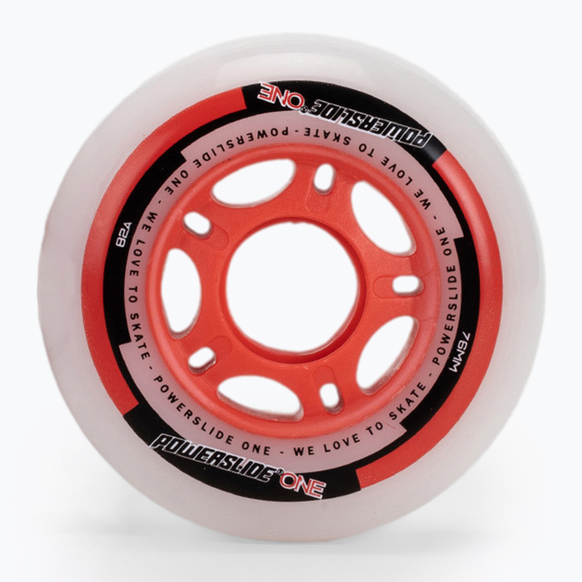 Kółka do rolek z łożyskami Powerslide PS One Spacer/Bearings 76 mm/82A 8 szt. red 