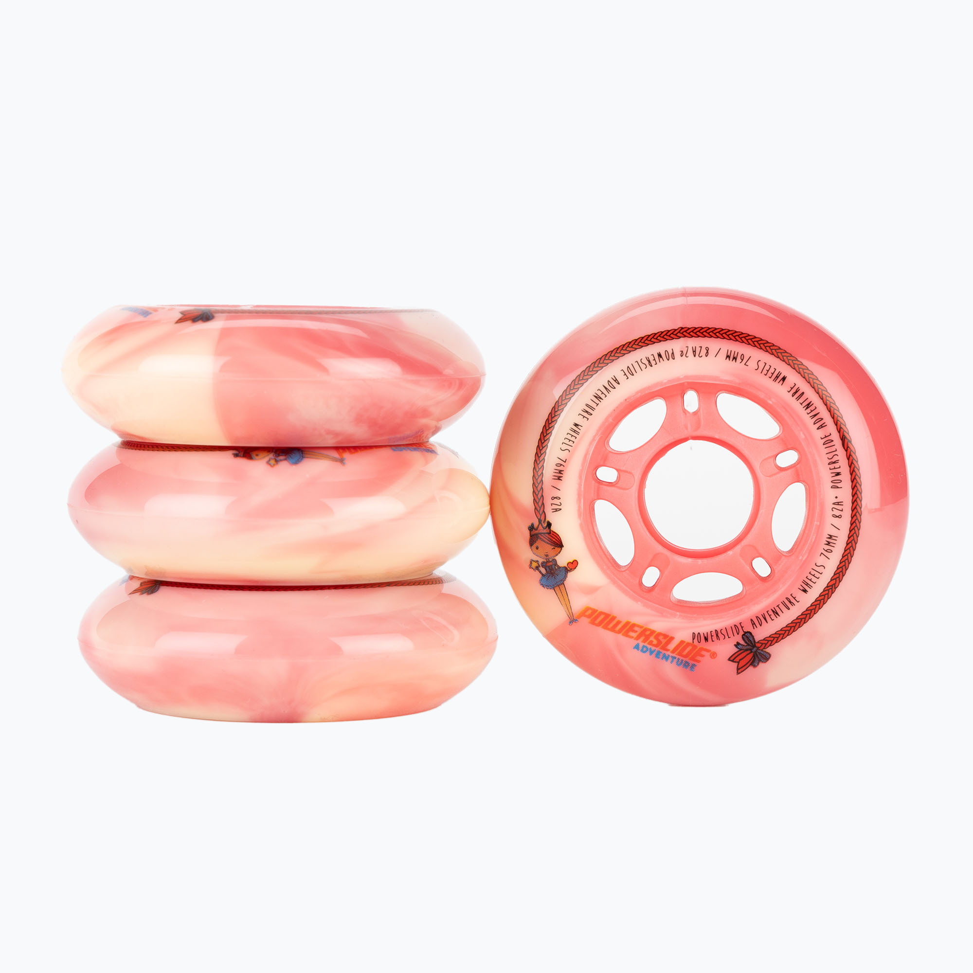 Powerslide Princess Girls Ruota 76 mm/80A 4 pezzi rosso. (76 mm / 80A) (Princess Girls Wheel 76 4-pack 905317)