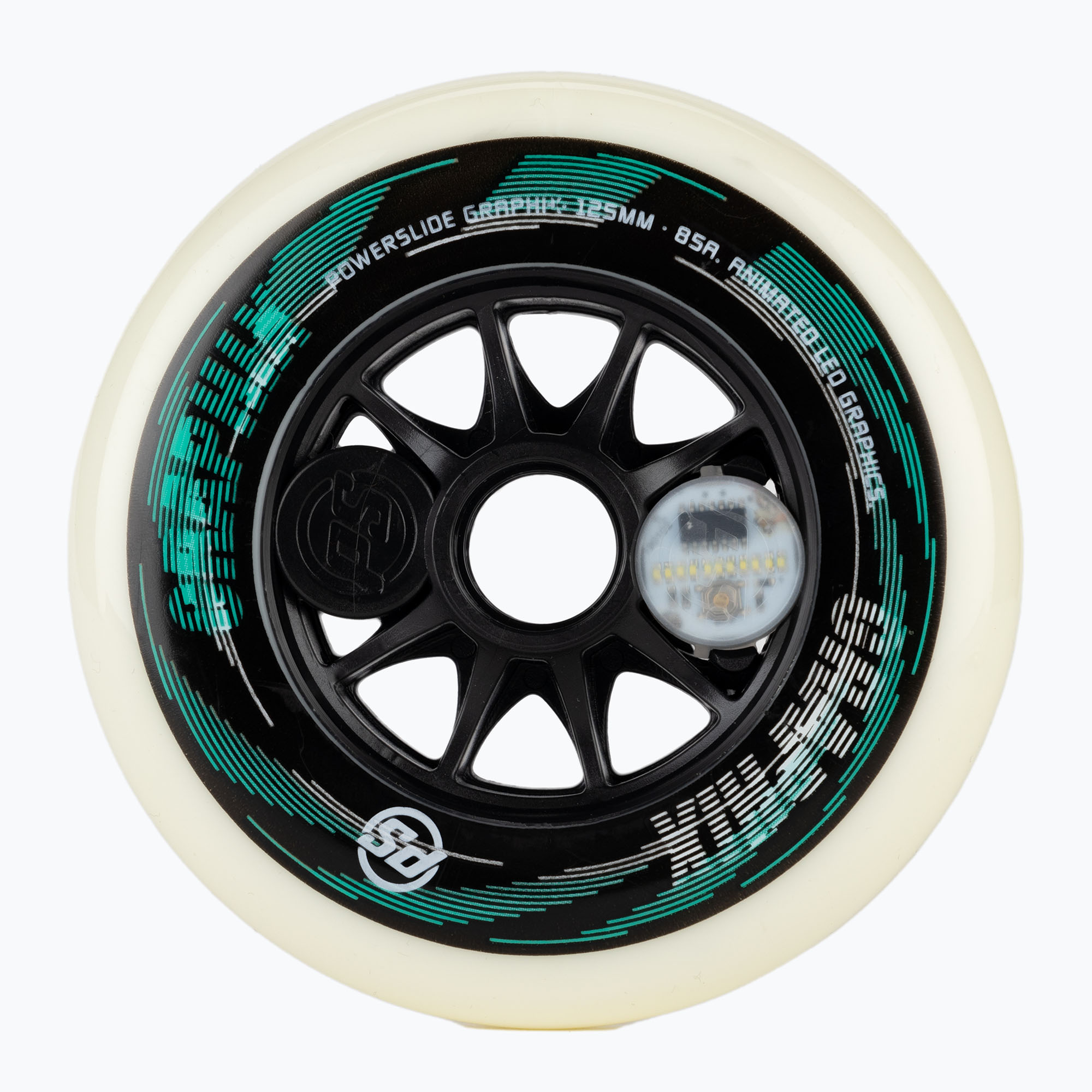 Powerslide Graphix Right rollerblade wheels white 905361 (125 mm / 85A)