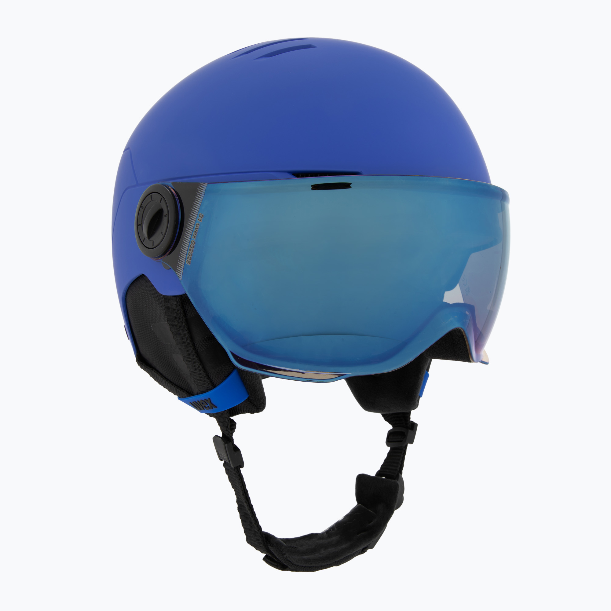 Детска ски каска UVEX Rocket Visor Jr blue matt/mirror blue/smoke