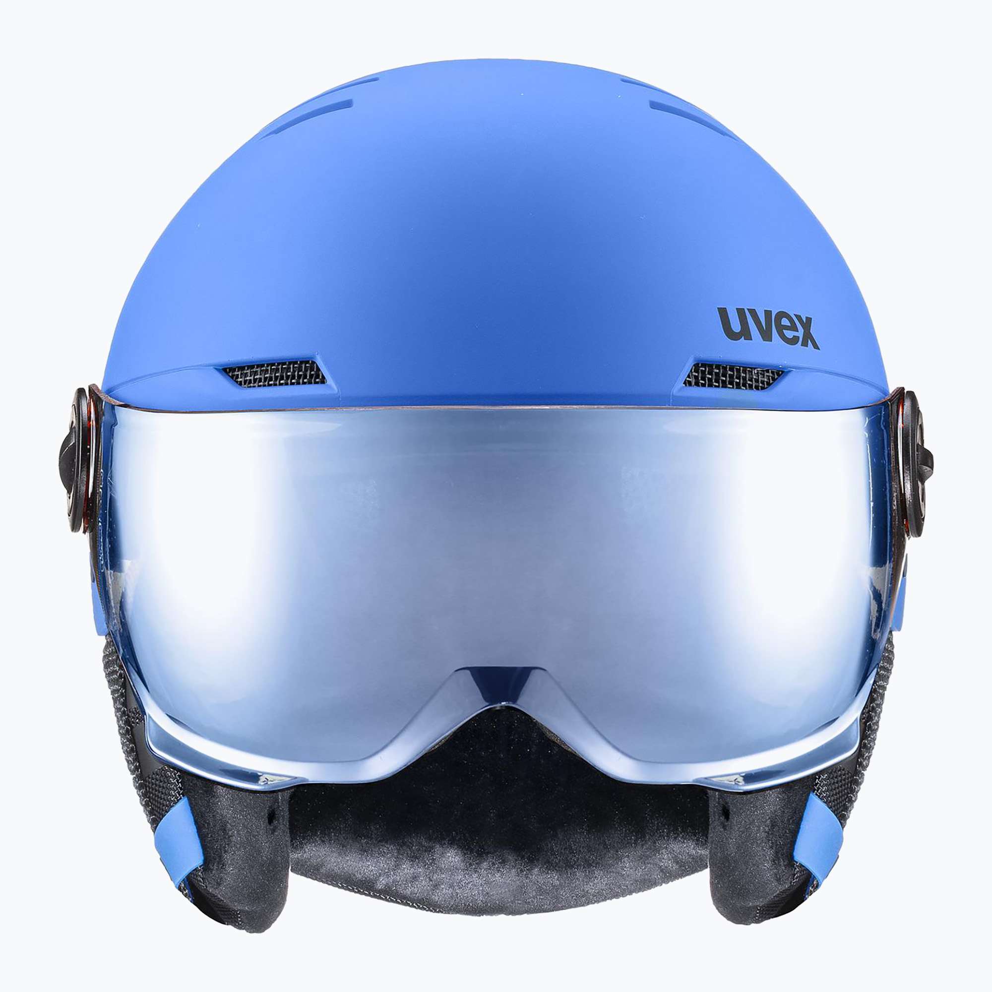Casco da sci per bambini UVEX Rocket Visor Jr blu opaco/blu specchio/fumo (51-55 cm) (Rocket Visor Jr 56/6/263/20)