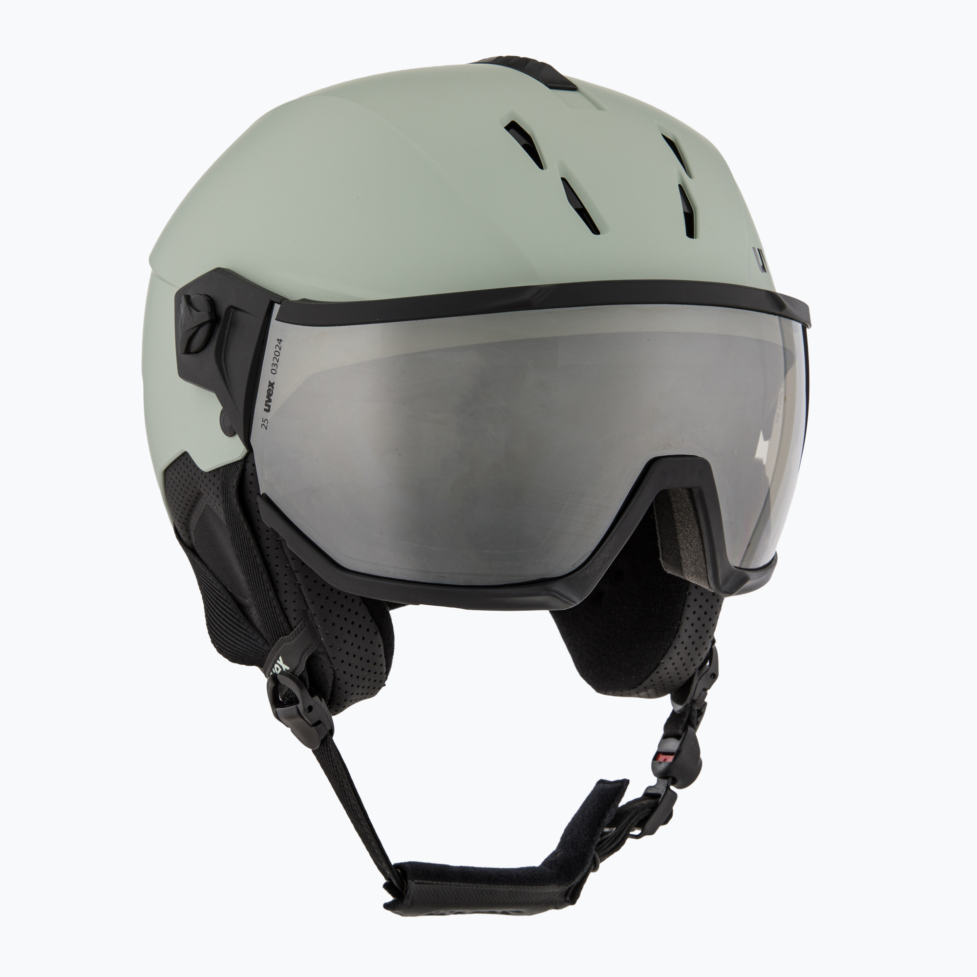 Cască de schi UVEX Instinct Visor oxid green matt/mirror silver/smoke