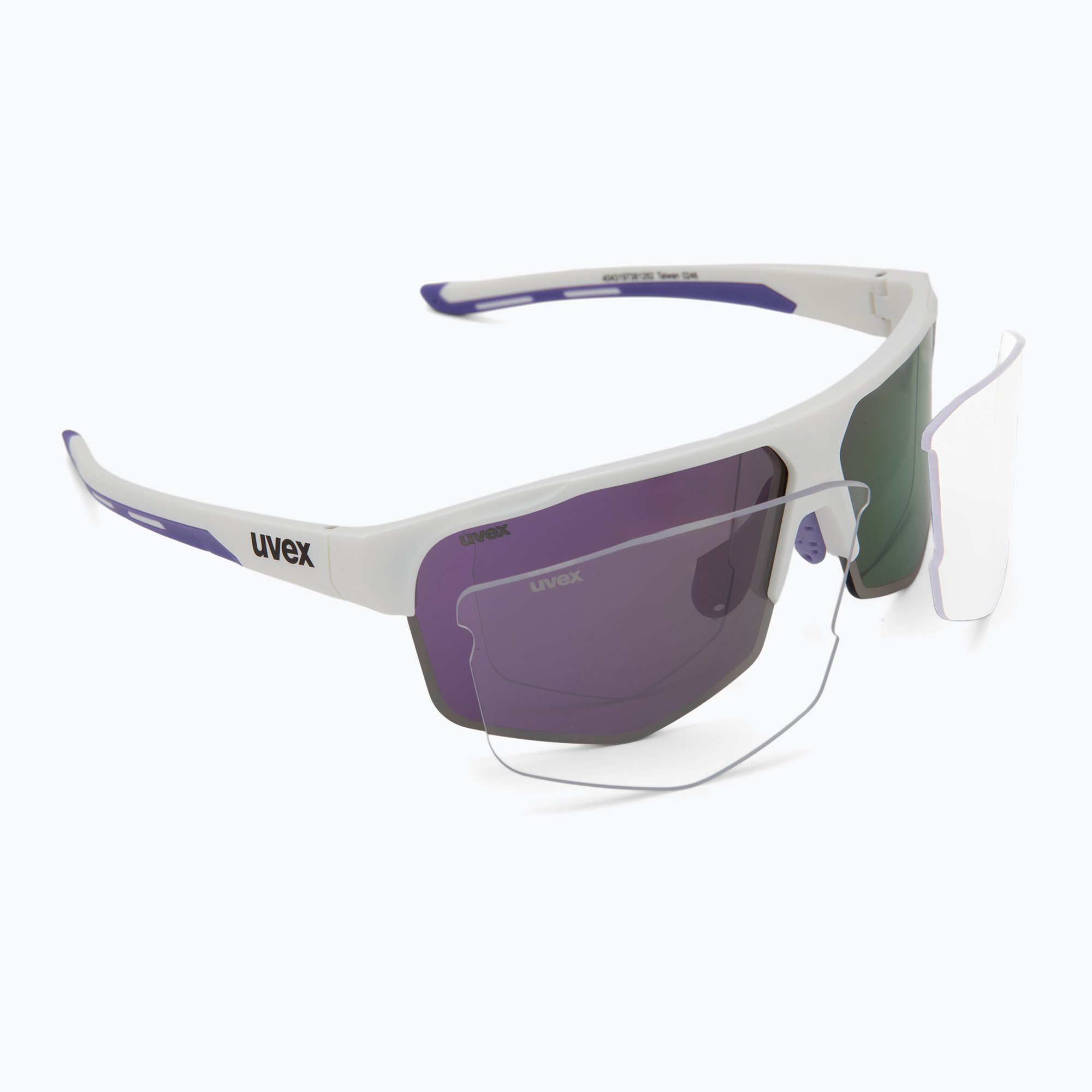 UVEX Axos Set бял мат/огледално лилаво/прозрачни слънчеви очила