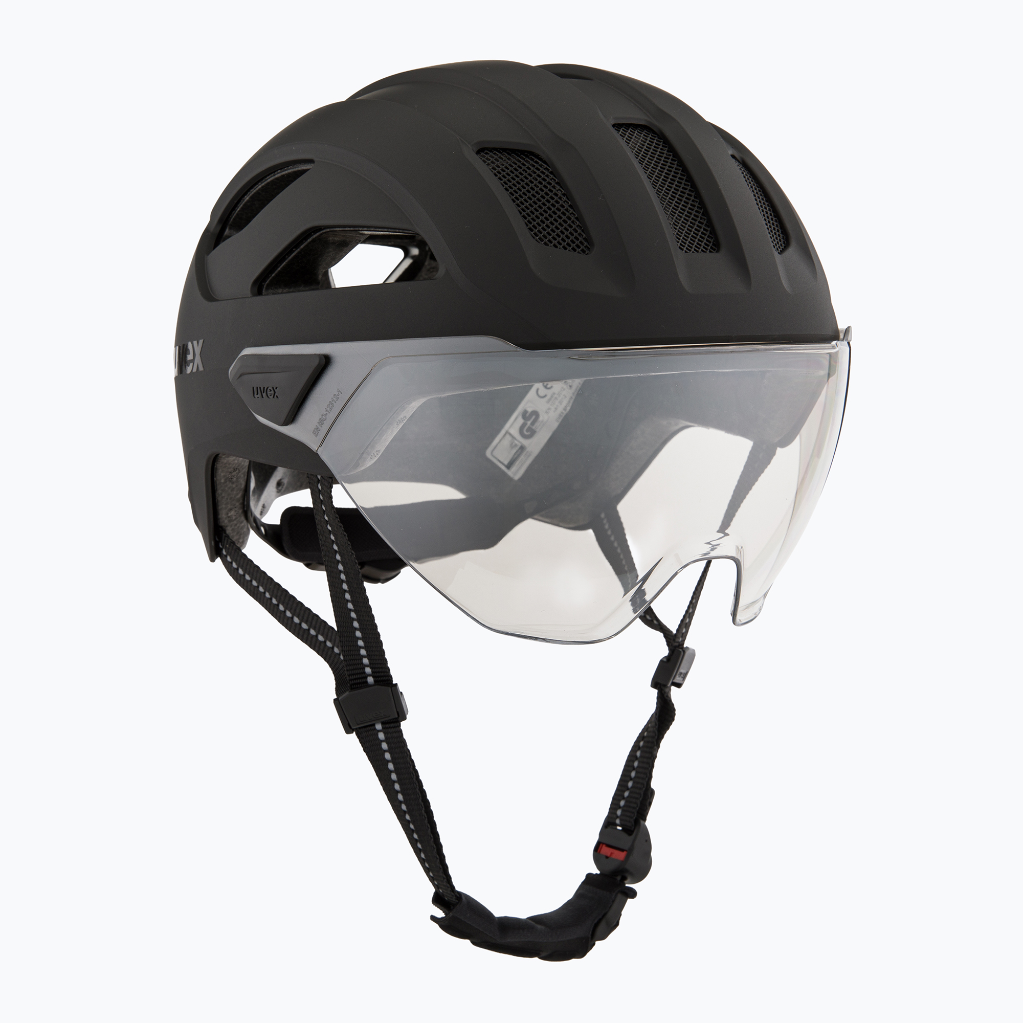 Cască de bicicletă UVEX Stride Visor black matt/litemirror silver