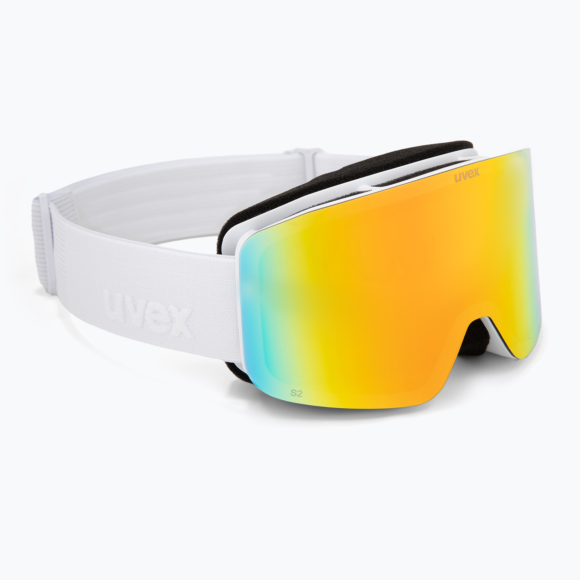 Детски скиорски очила UVEX Pwdr FM white matt/mirror rainbow/green/clear