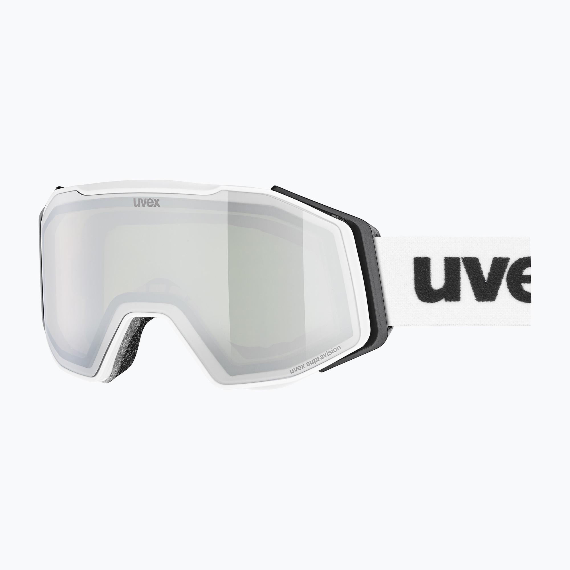 Maschera da sci UVEX Gravity FM white matt/mirror silver/green/clear (Gravity FM 55/0/541/1050)