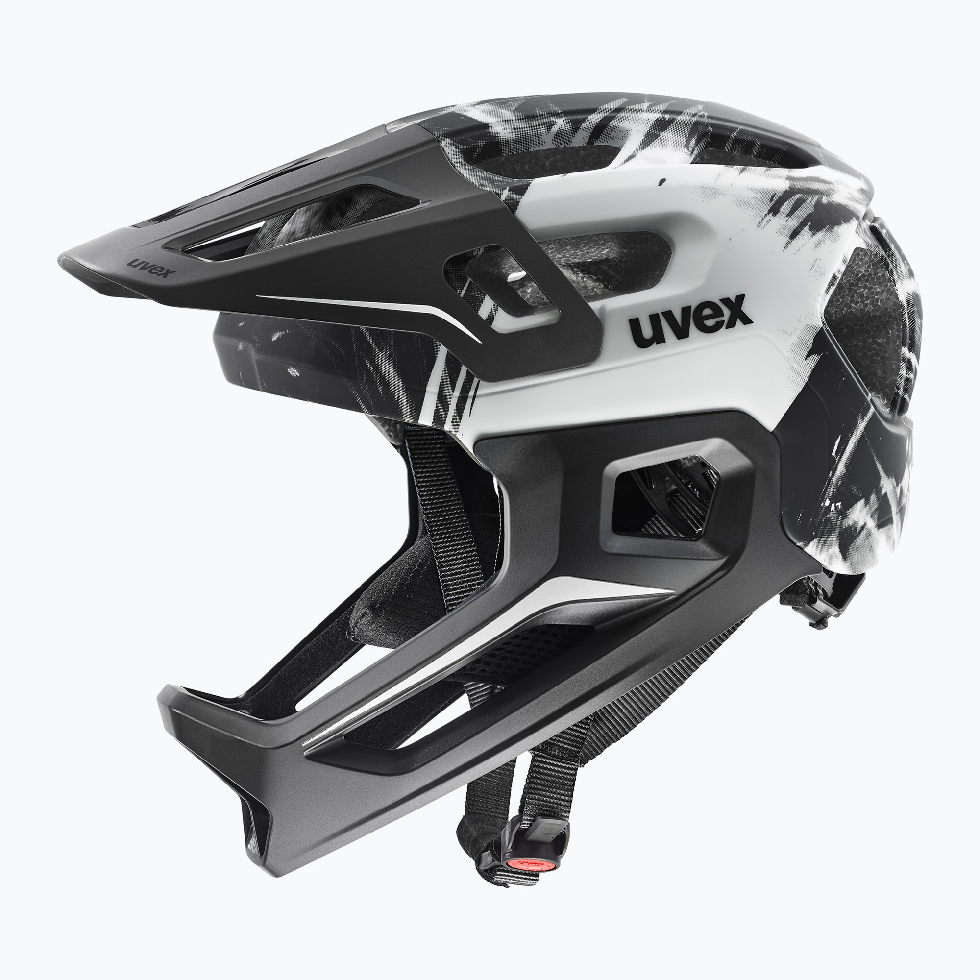 Детска велосипедна каска UVEX React Fullface Jr black/white matt