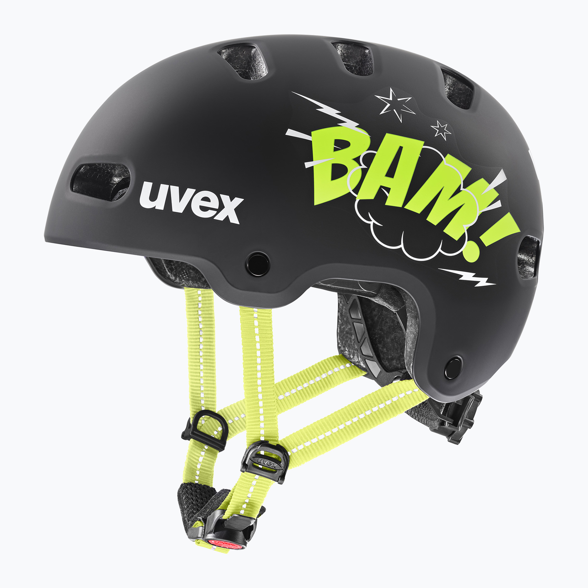 Детска каска UVEX Kid 4 Style bam black/lime matt
