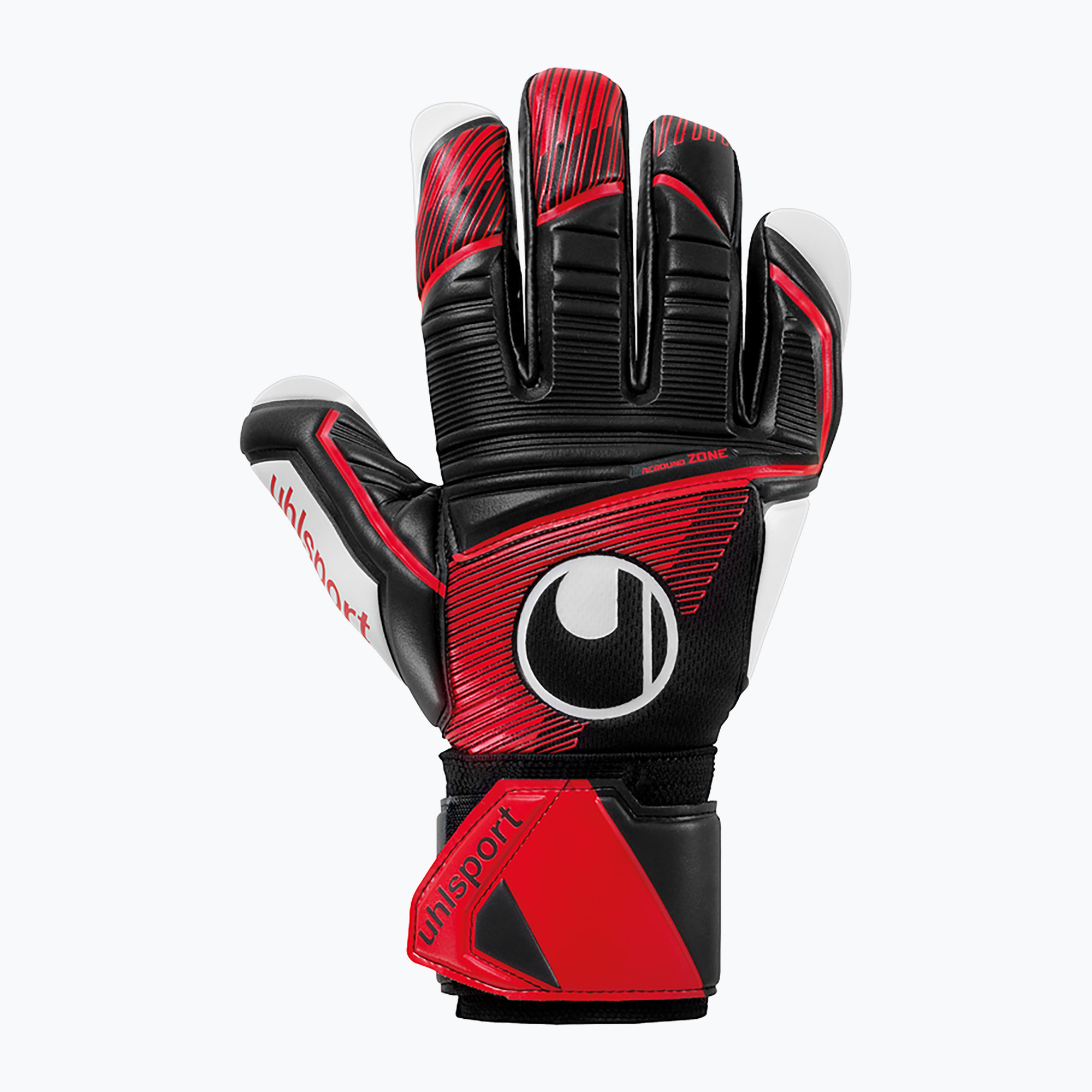 Rękawice bramkarskie uhlsport Powerline Supersoft Hn czarne/czerwone/białe 