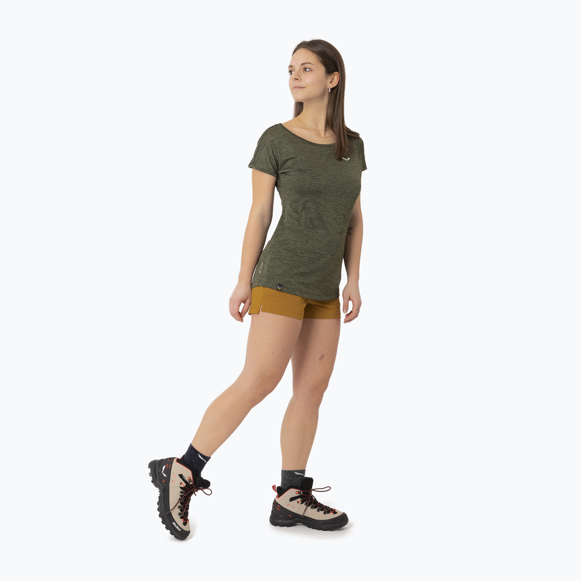 Koszulka damska Salewa Puez Melange Dry dark olive melange 