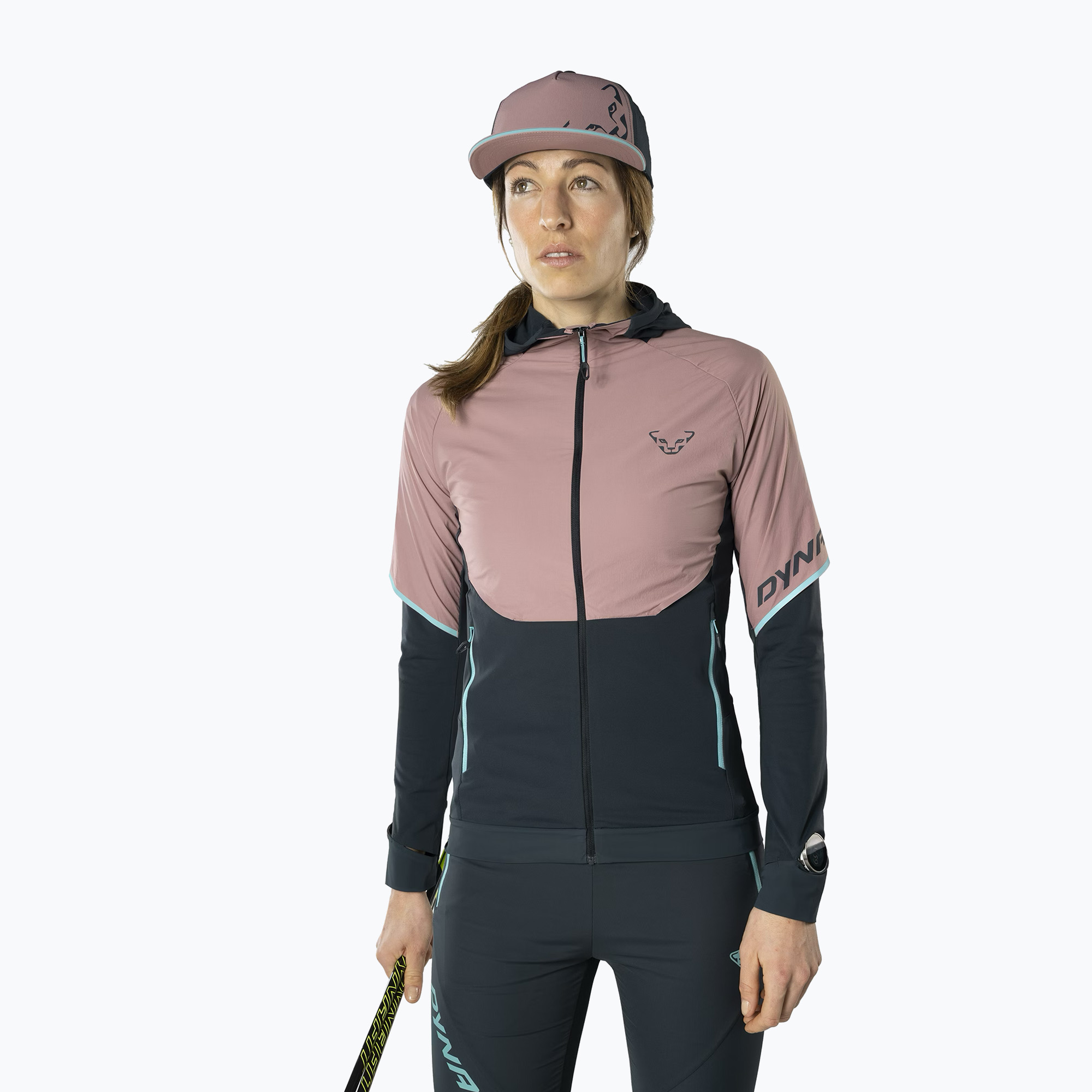 Kurtka do biegania damska DYNAFIT Alpine Hybrid mokarosa 