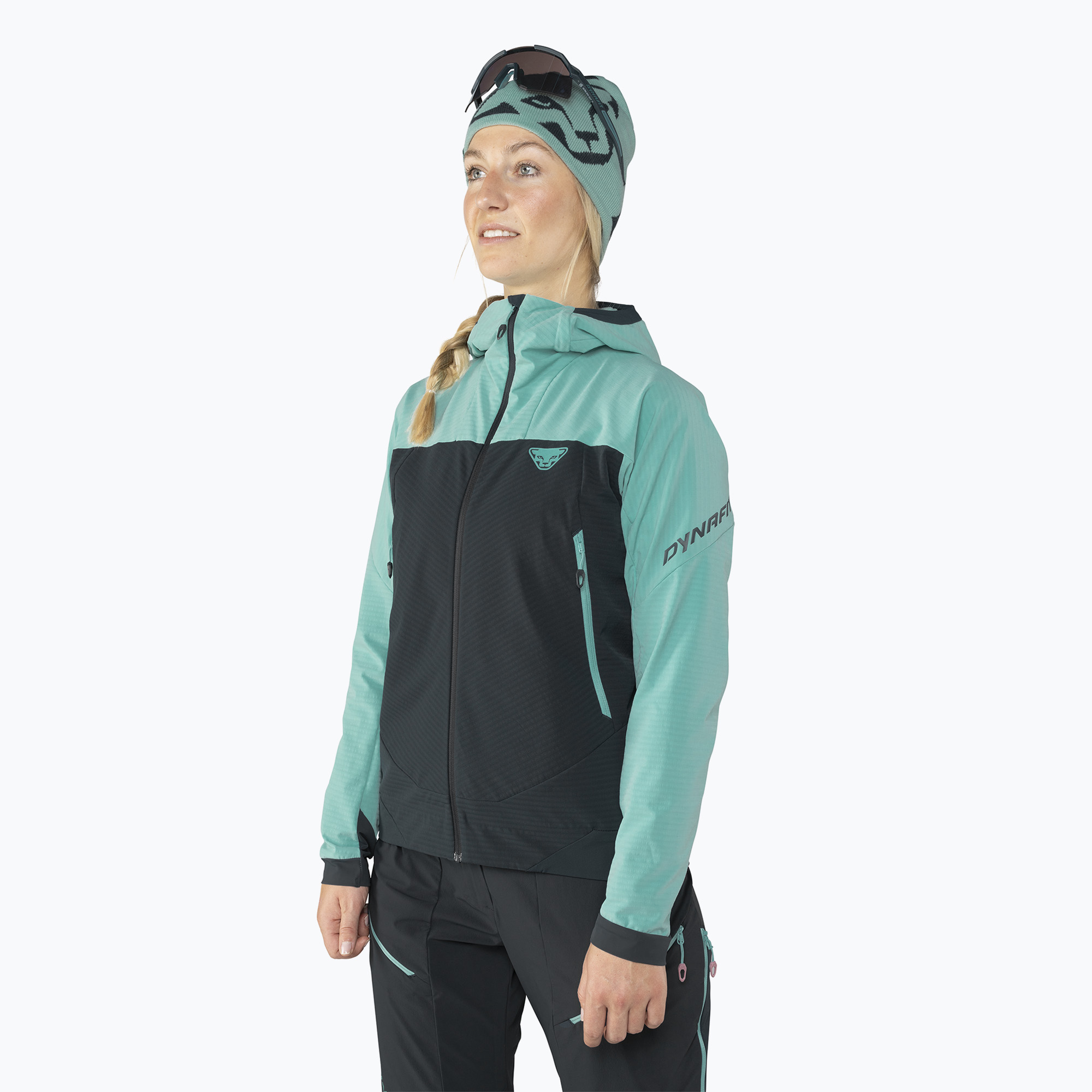 Felpa termica DYNAFIT Ridge da donna con cappuccio, blu marino e mirtillo