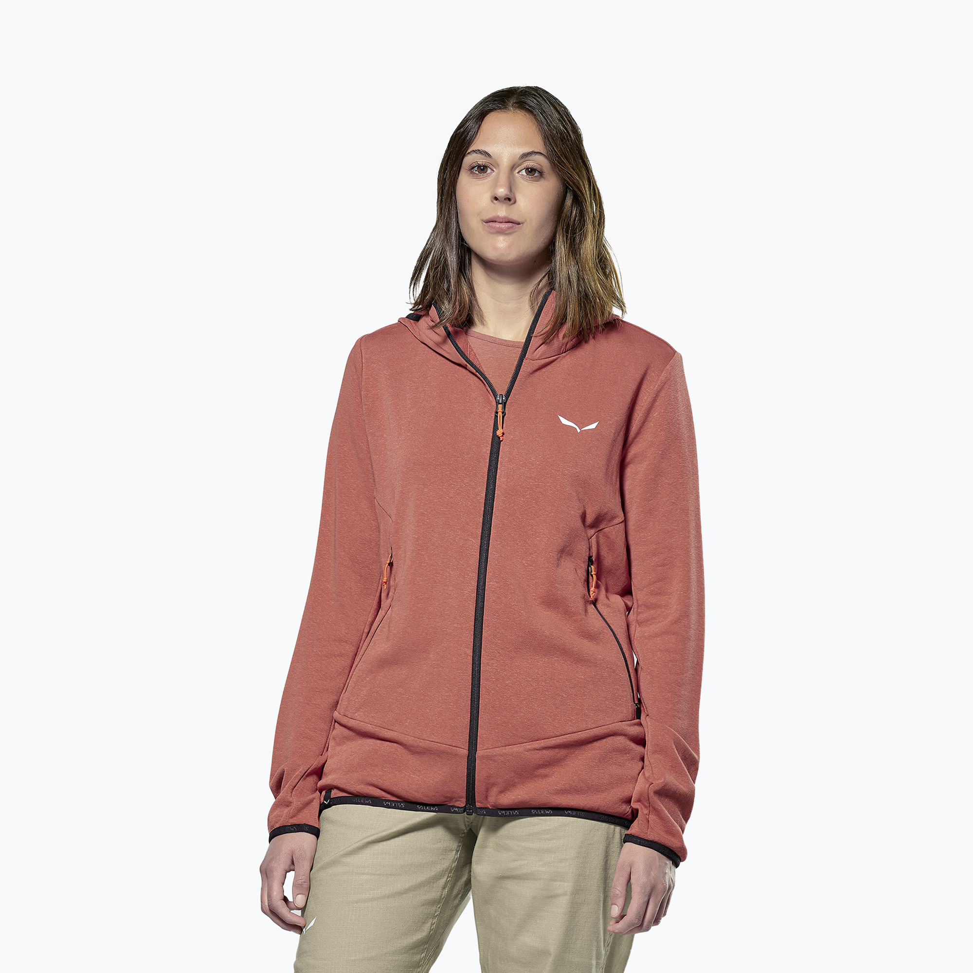 Felpa trekking Salewa donna Agner Hemp 2 con cappuccio rosso etrusco (46/40) (Agner Hemp 2 Hooded 00-0000029071)