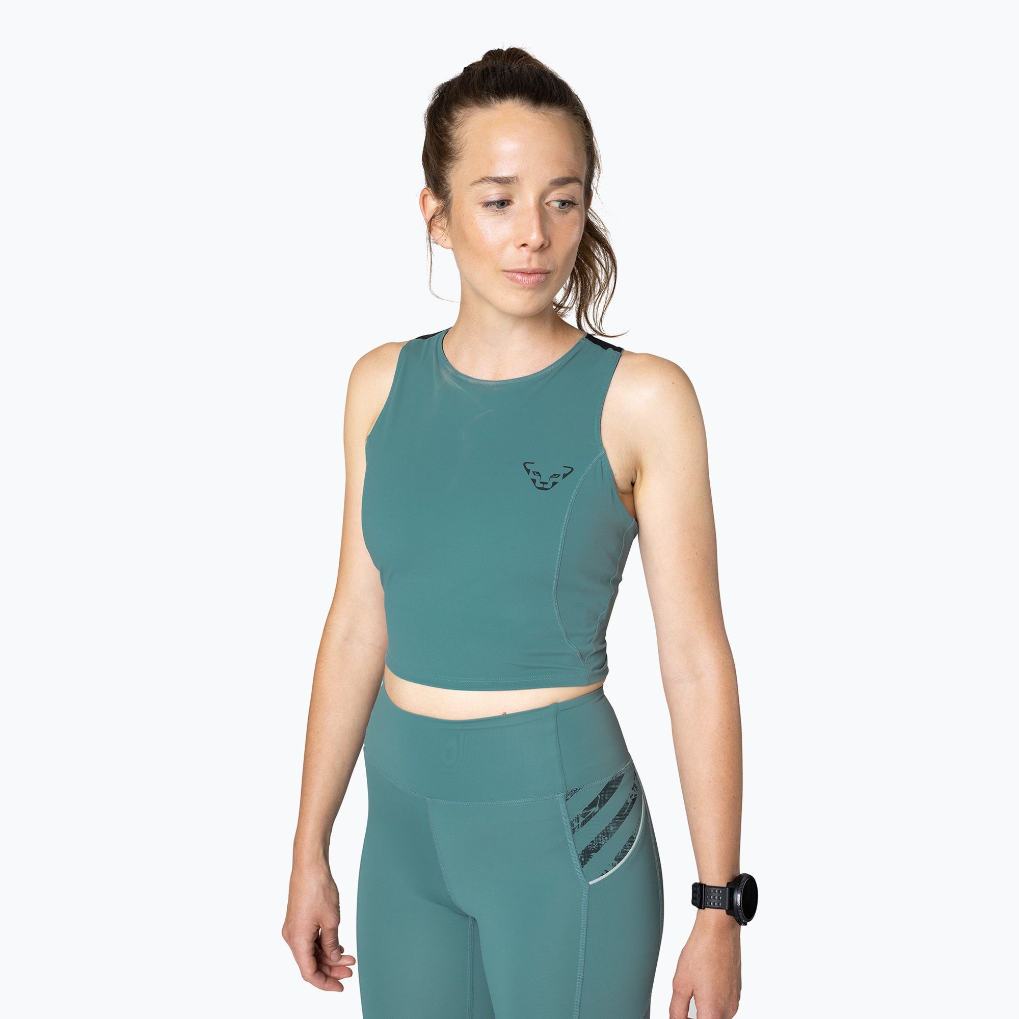 Koszulka do biegania damska DYNAFIT Trail Crop Top atlantic 