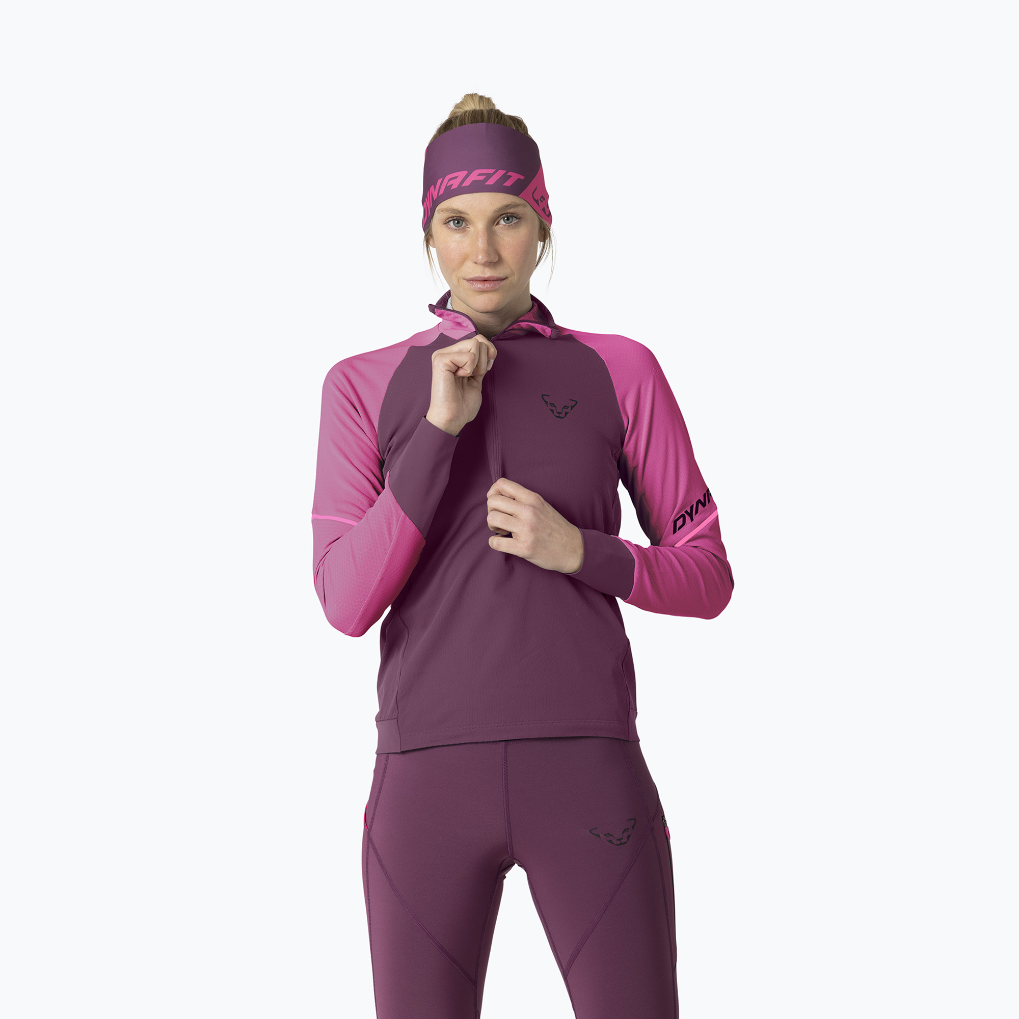 Longsleeve do biegania damski Dynafit Alpine 1/2 Zip Tee magenta/6a70 
