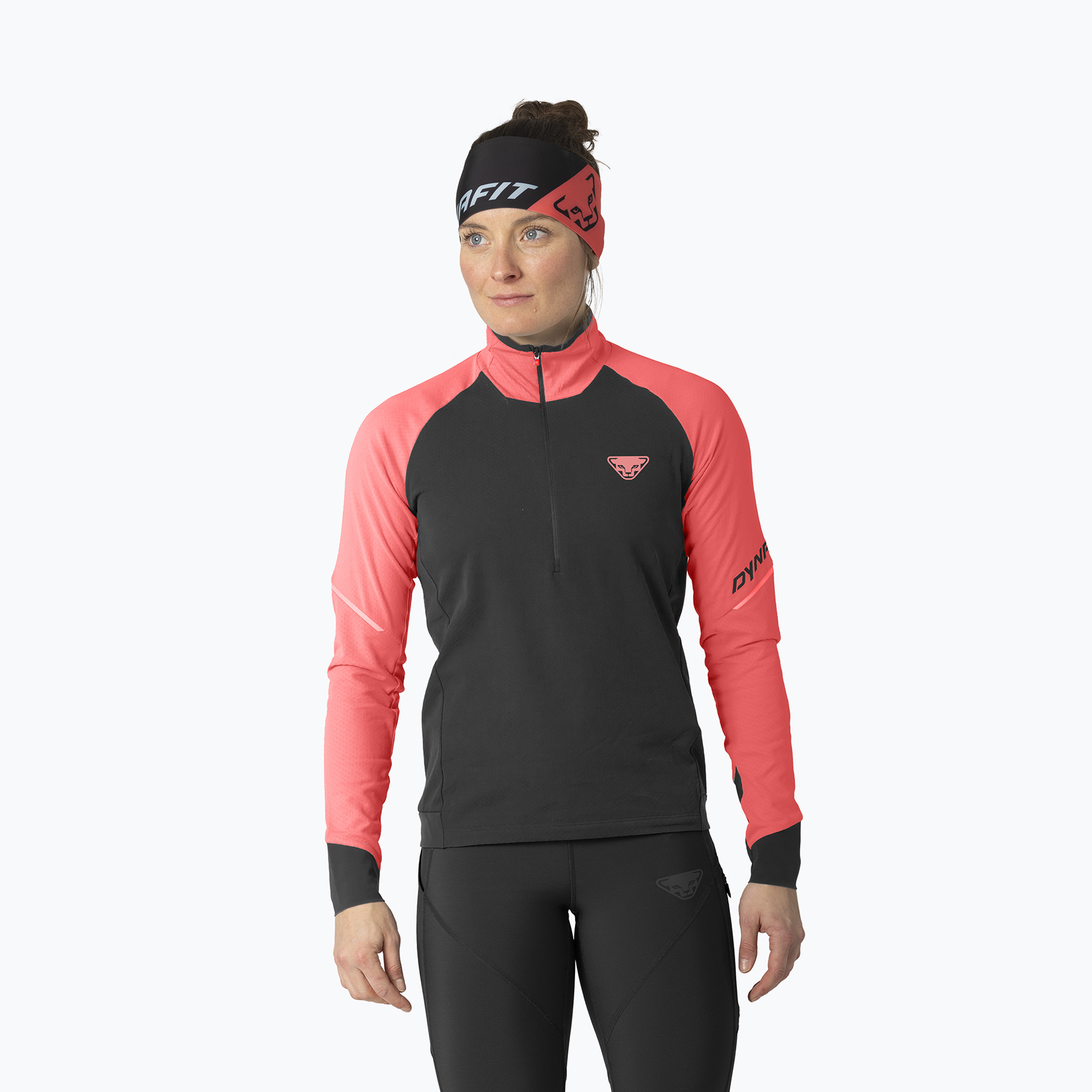 Longsleeve do biegania damski Dynafit Alpine 1/2 Zip Tee ultra coral/0910 
