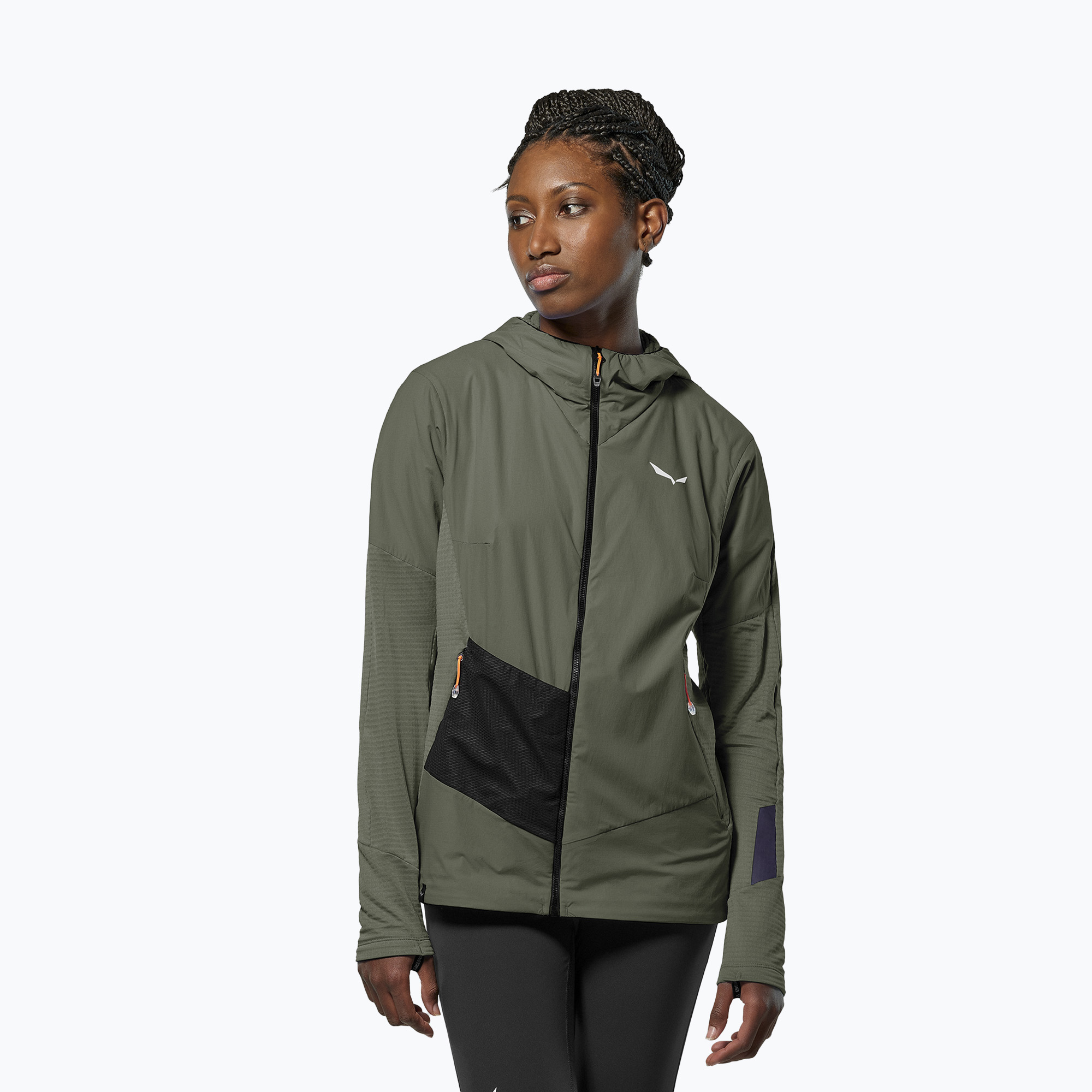 Kurtka przeciwwiatrowa damska Salewa Pedroc Polarlite Wind Hood faded green 